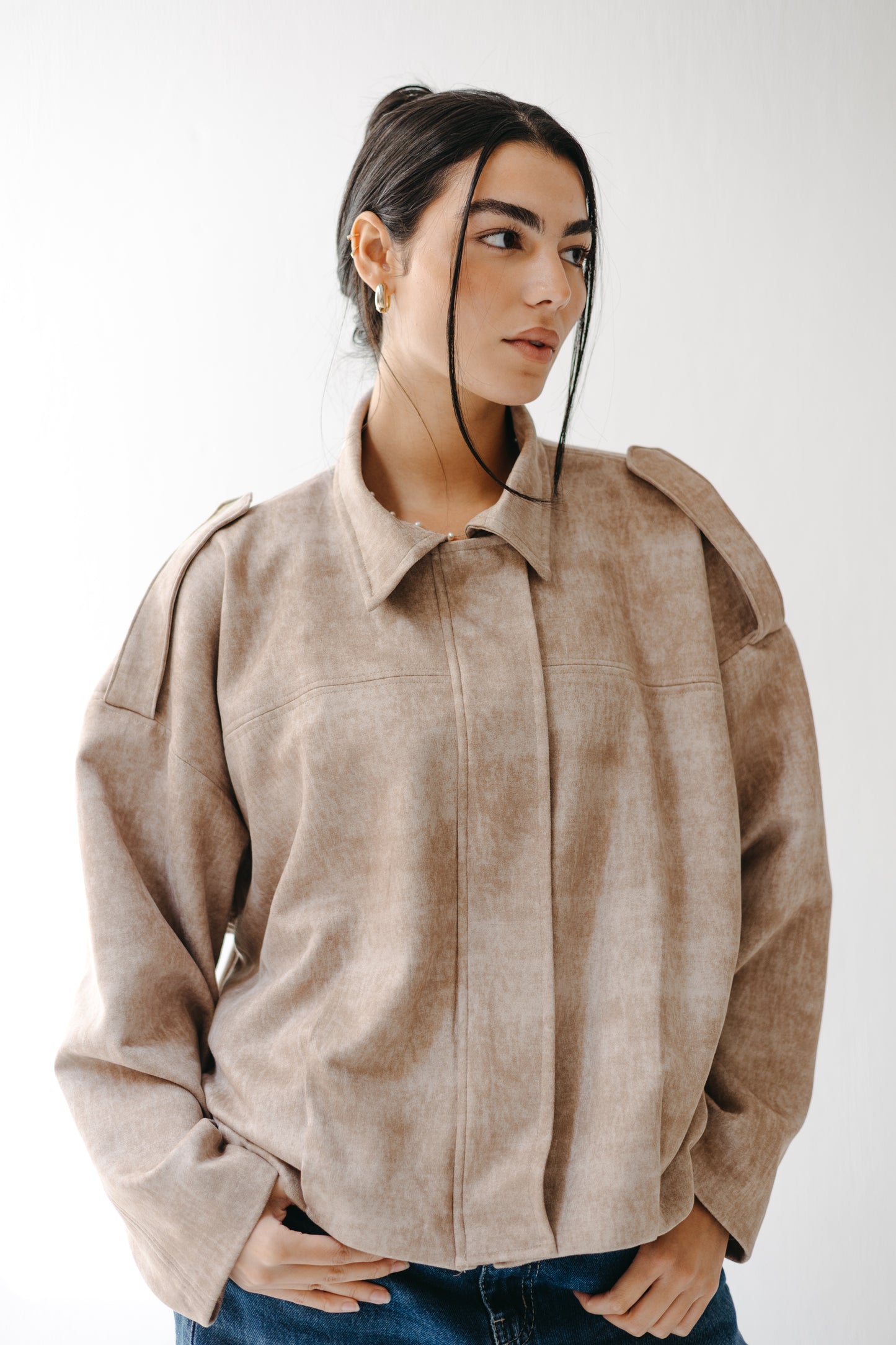 The Nord Suede Jacket in Taupe