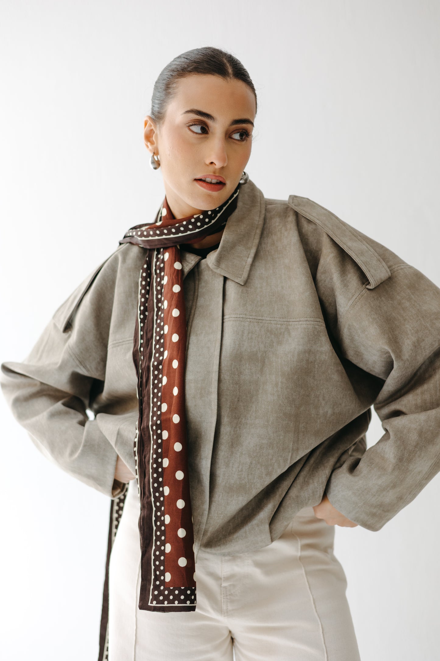 The Nord Suede Jacket in Moss green