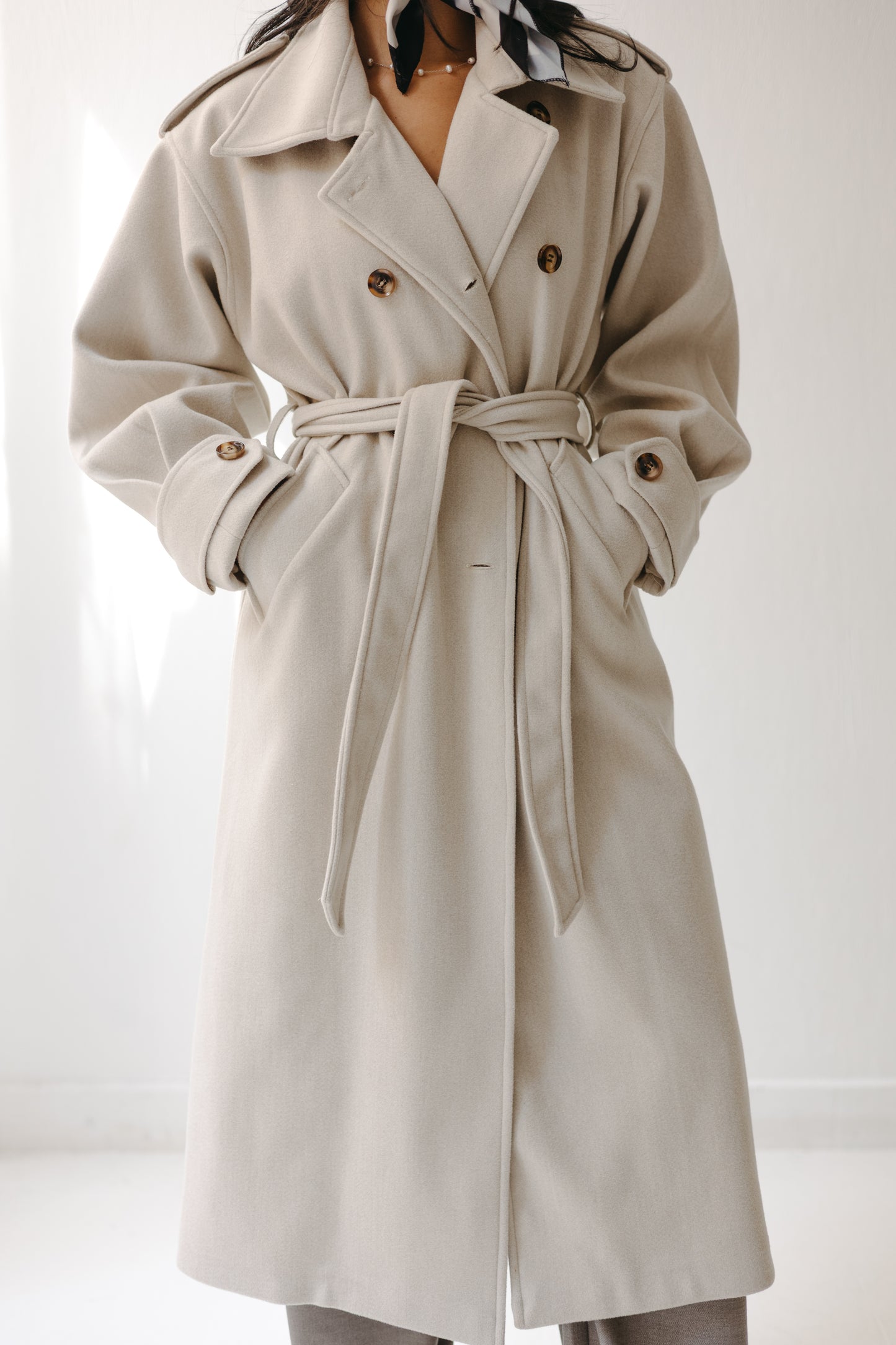 The Maison Coat in Almond beige