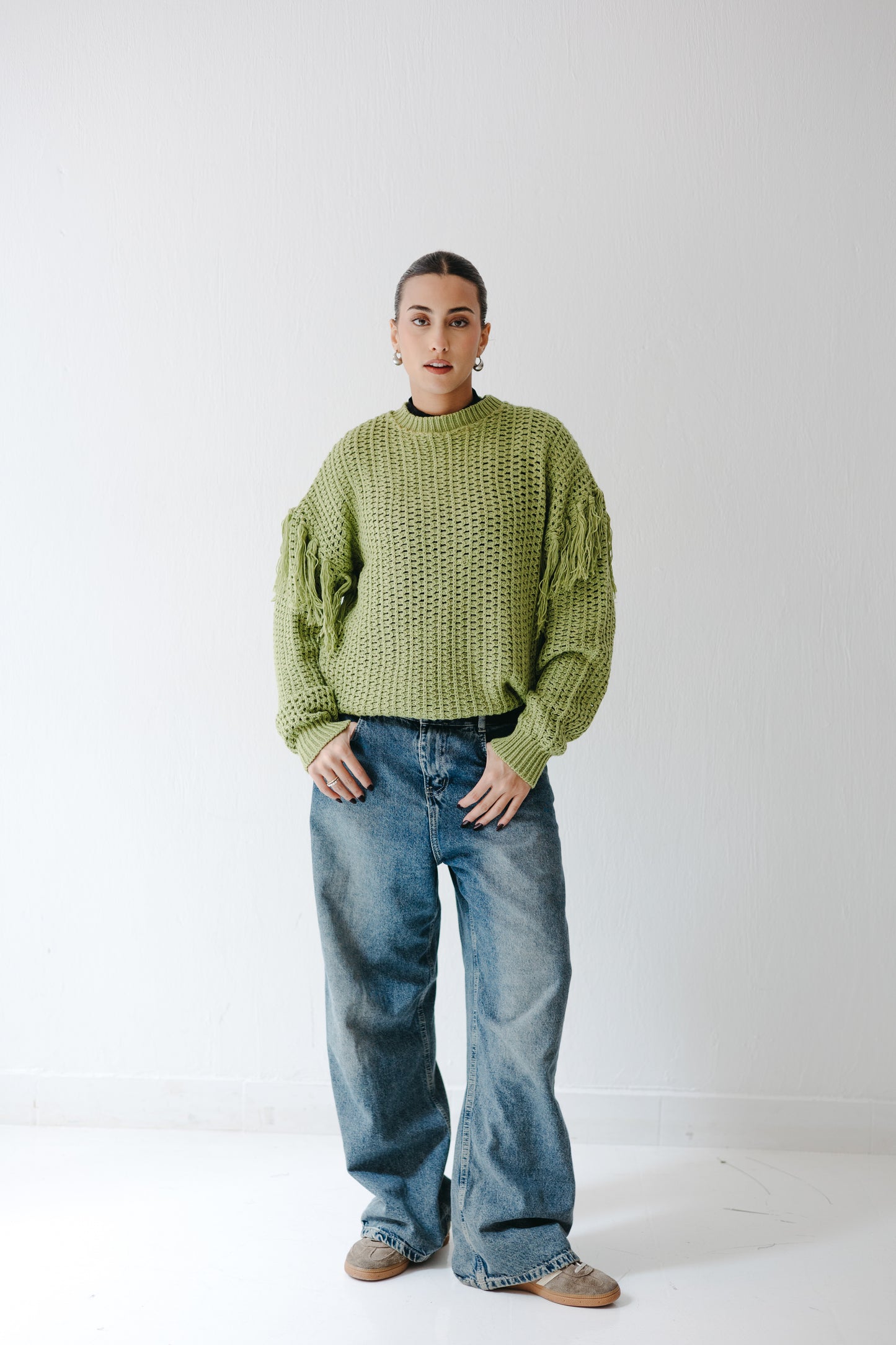 The Fringed Flow Knit in Pistachio