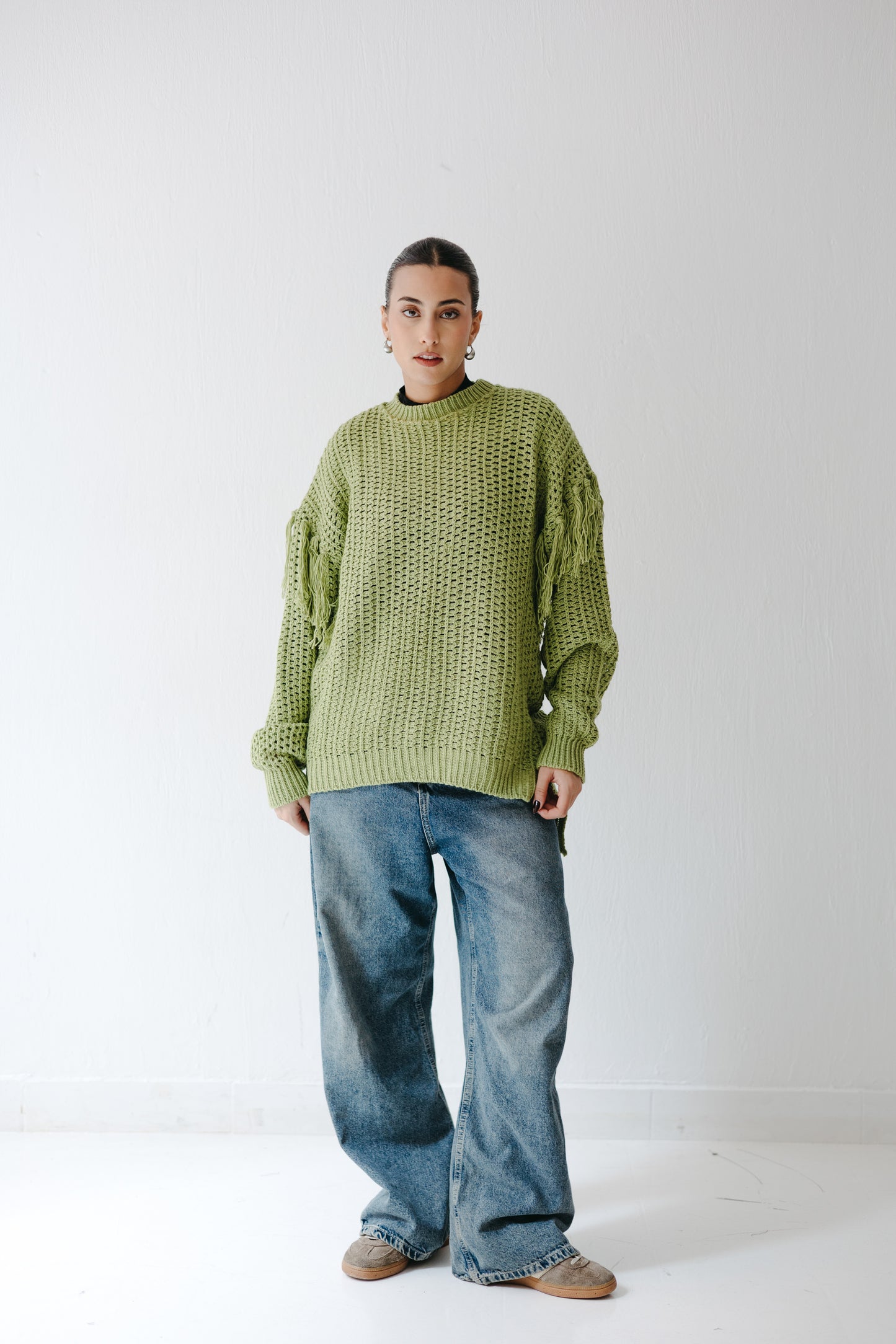 The Fringed Flow Knit in Pistachio