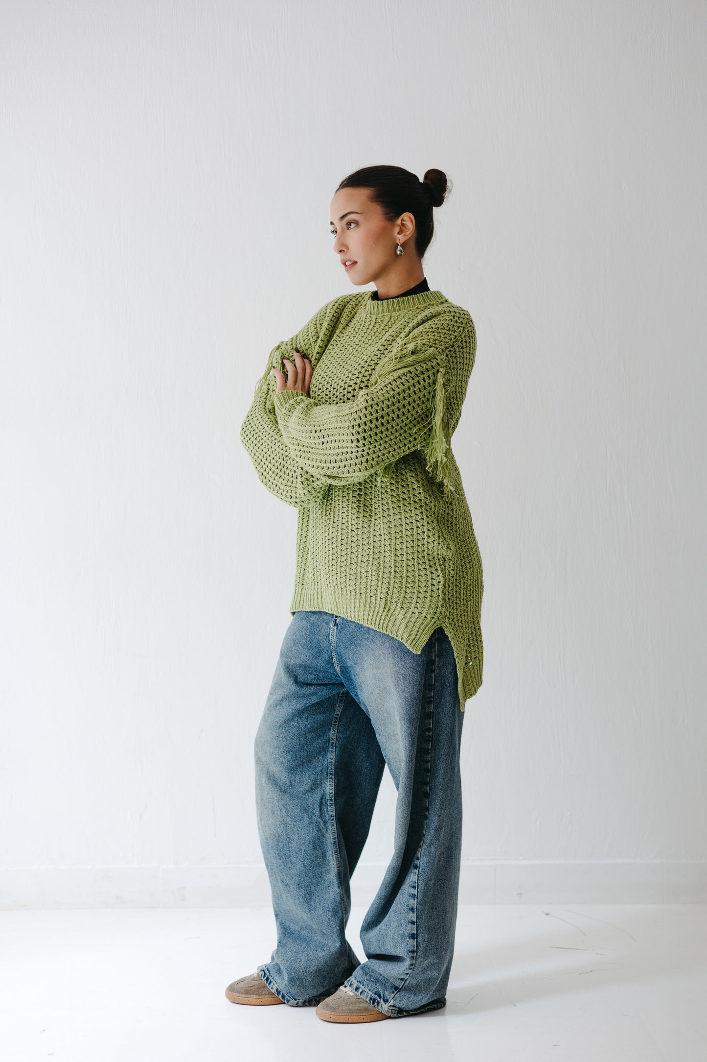 The Fringed Flow Knit in Pistachio