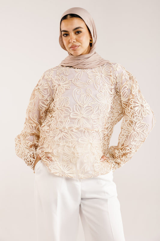 The Bloom Blouse in Vanilla