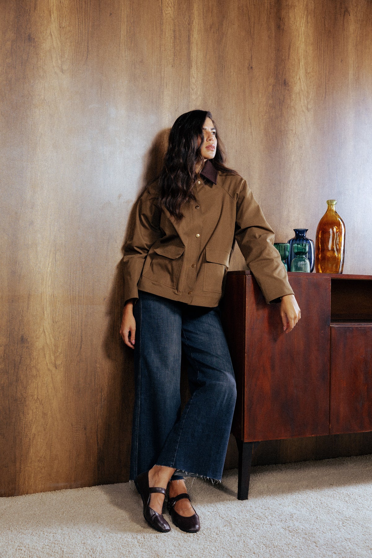 Fallen Jacket in Olive wood
