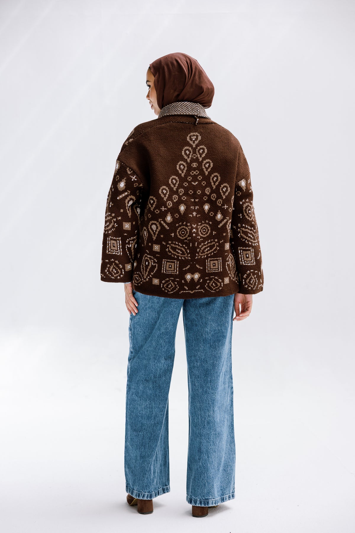 Rustle Knit Cardigan in Brown