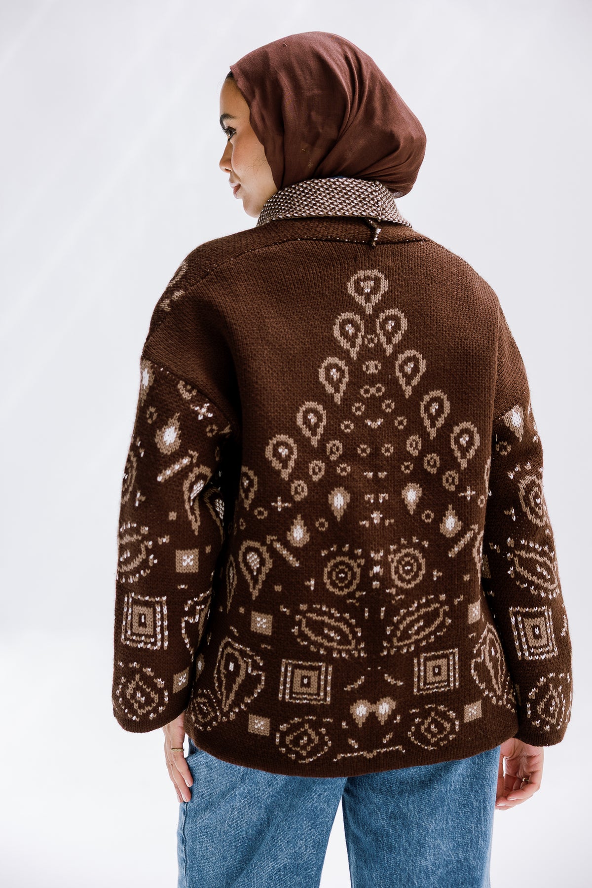 Rustle Knit Cardigan in Brown