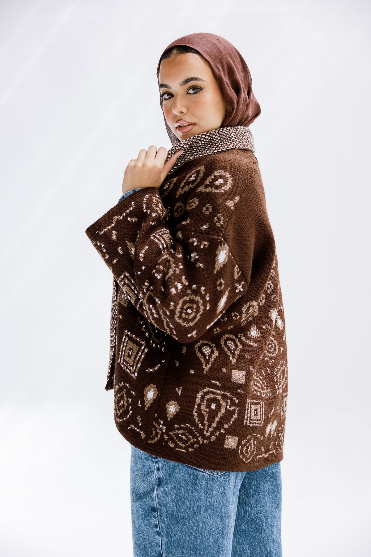 Rustle Knit Cardigan in Brown