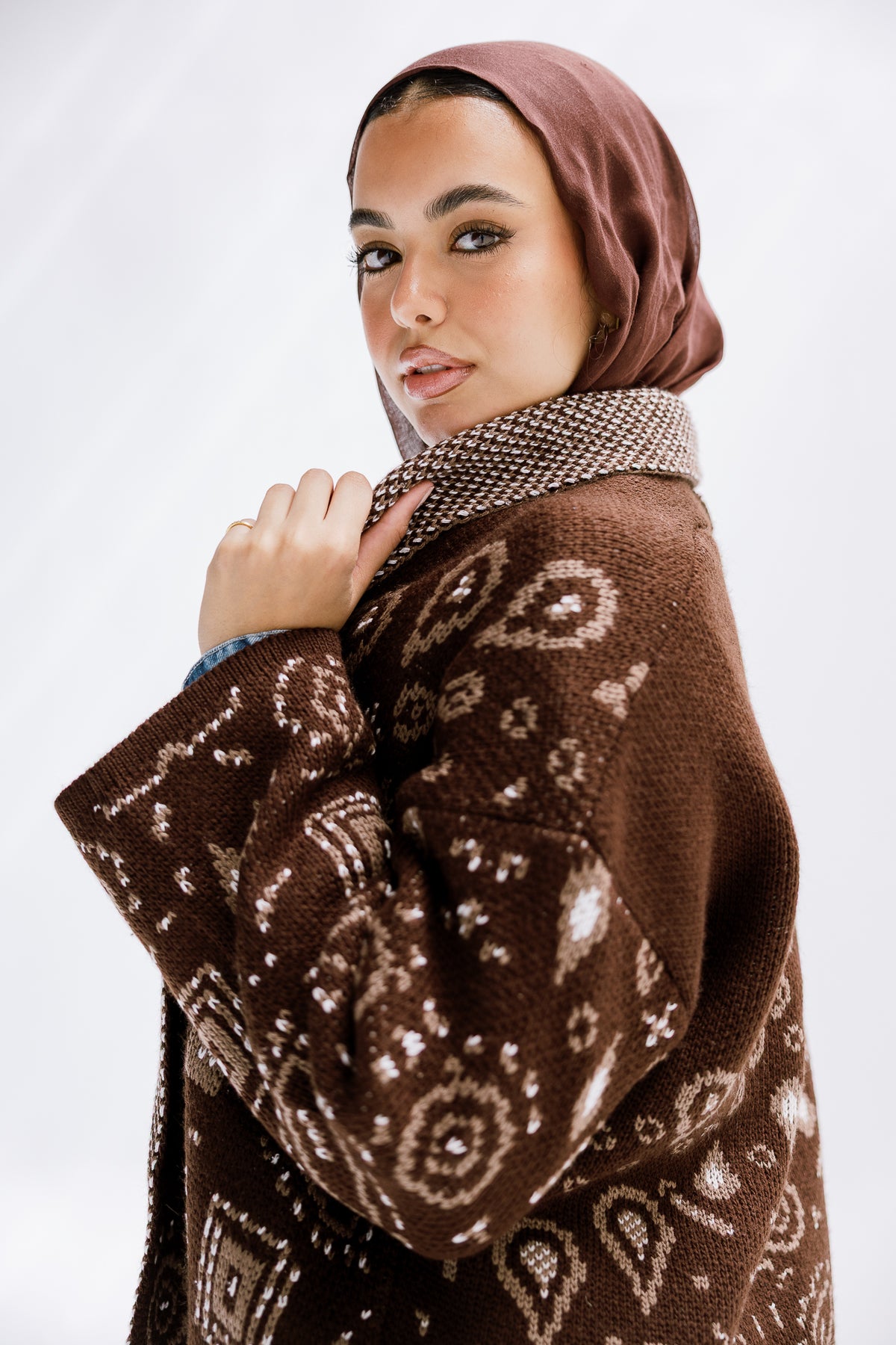 Rustle Knit Cardigan in Brown
