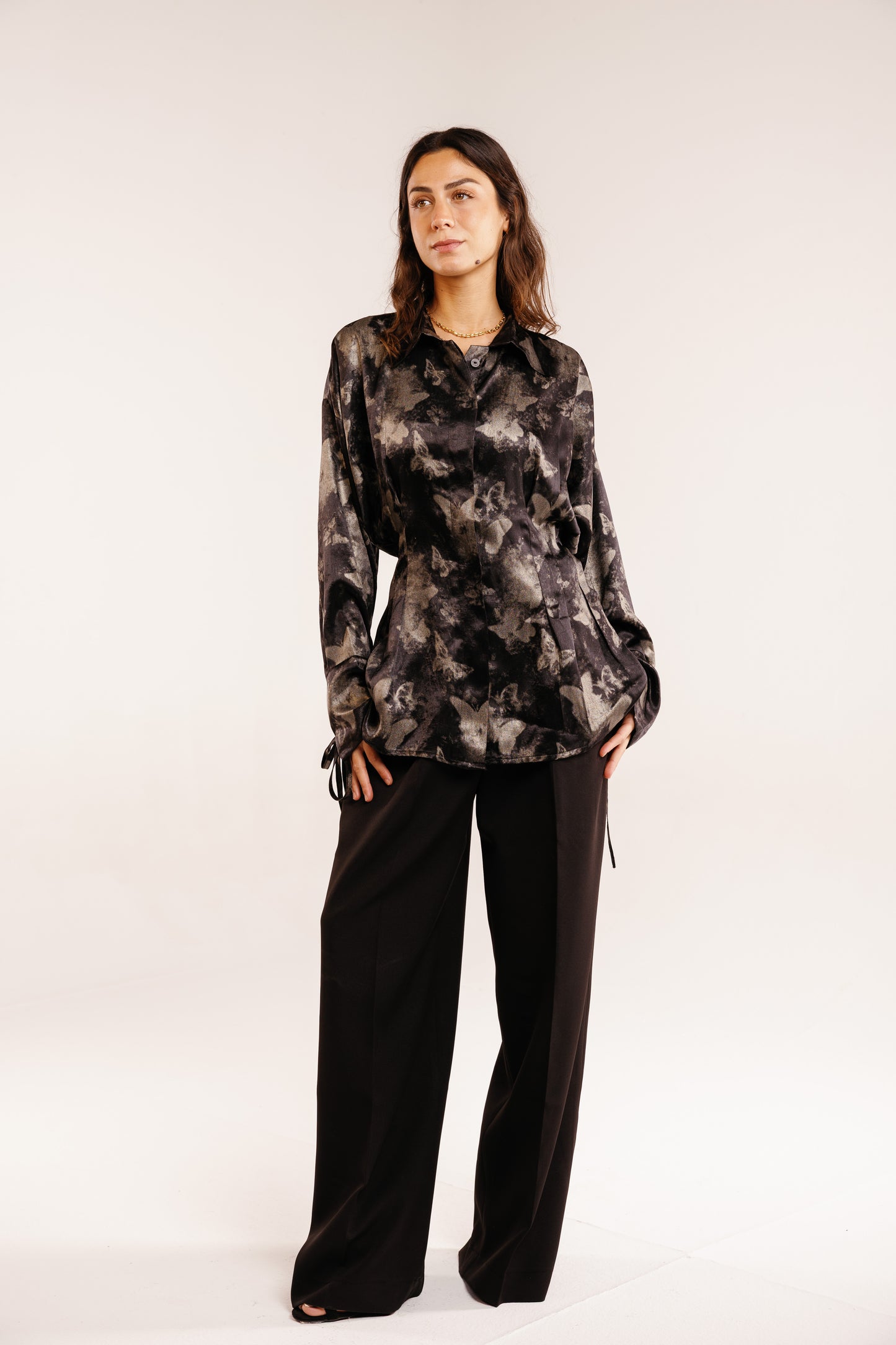 The Glaze Satin Blouse in Black