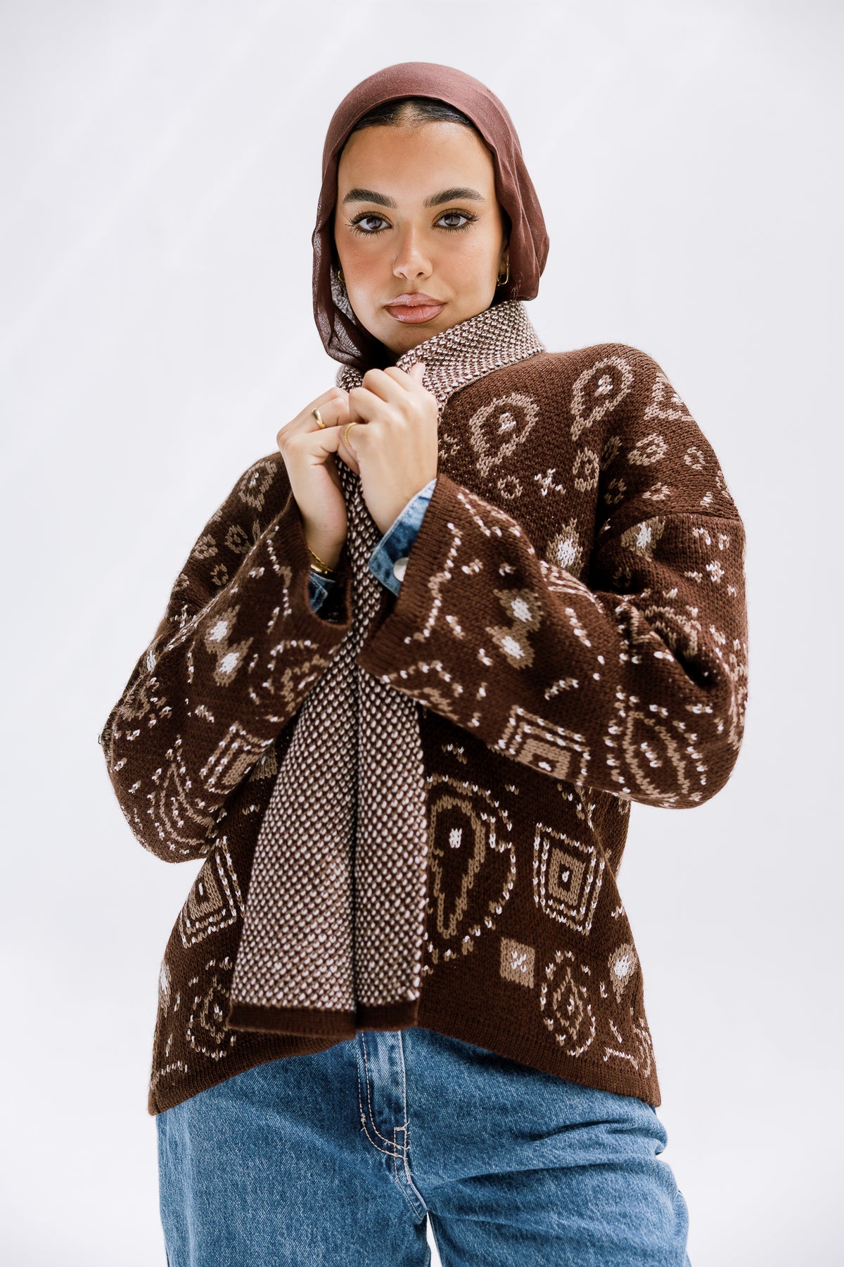 Rustle Knit Cardigan in Brown