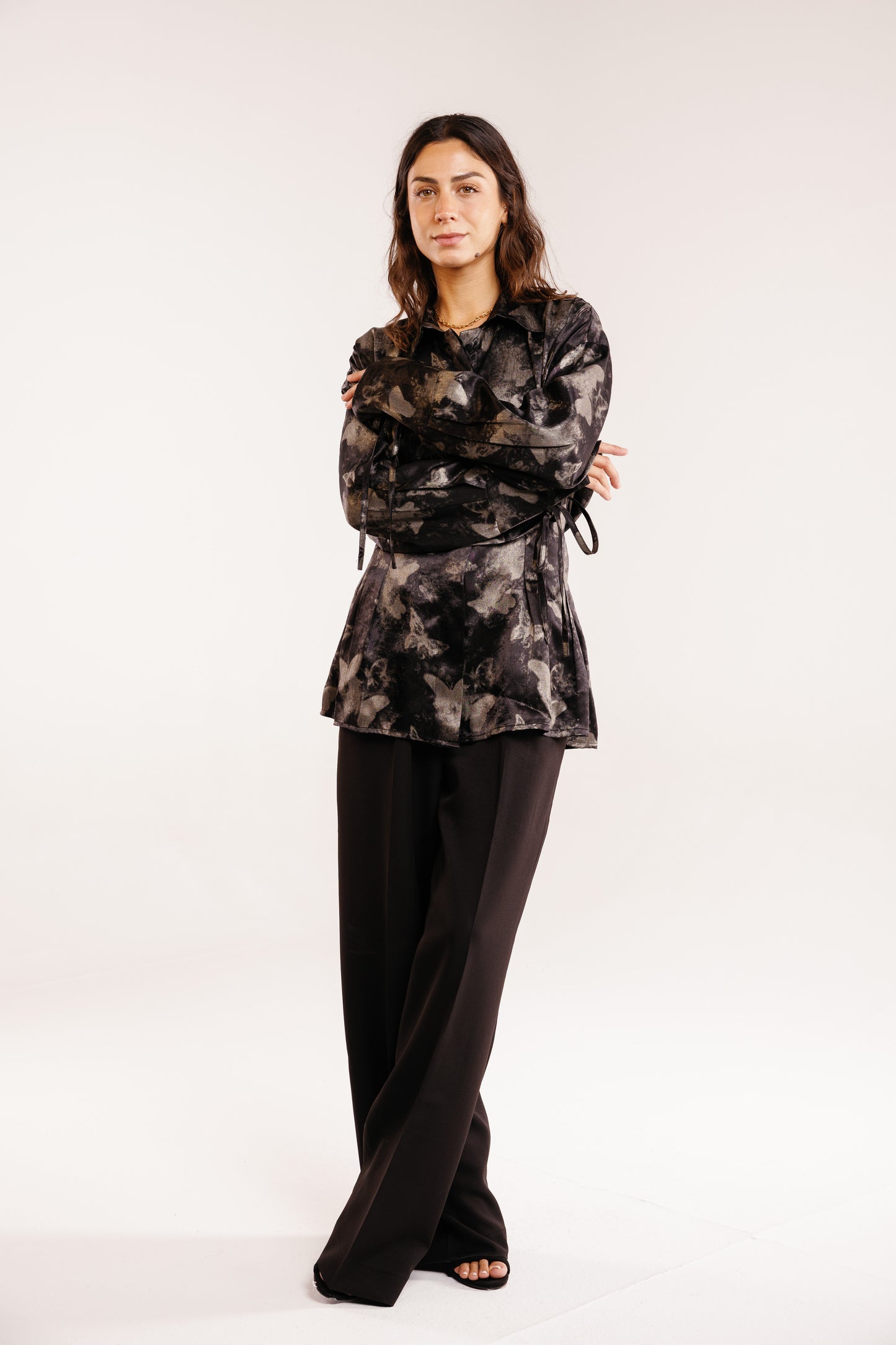The Glaze Satin Blouse in Black