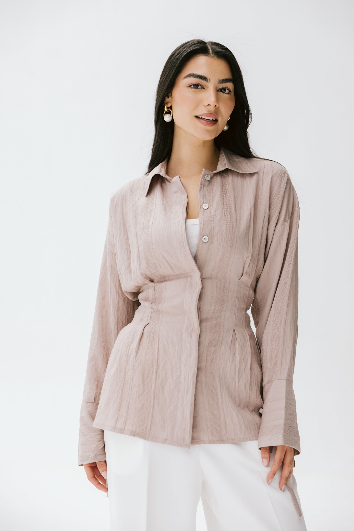 The Hourglass blouse in Taupe