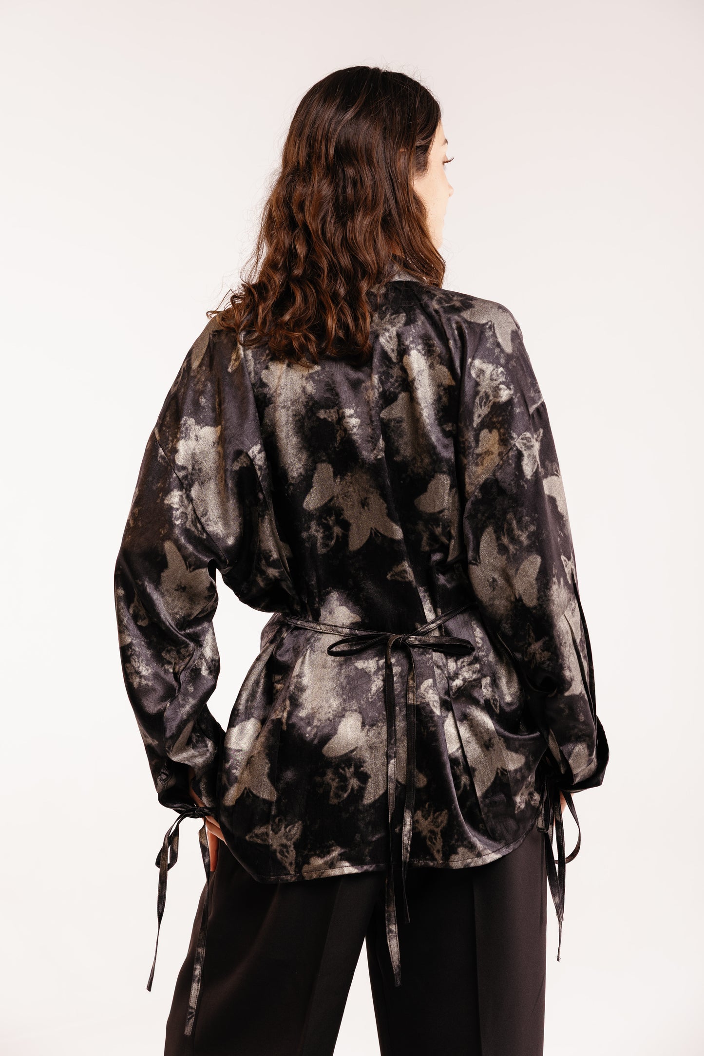 The Glaze Satin Blouse in Black