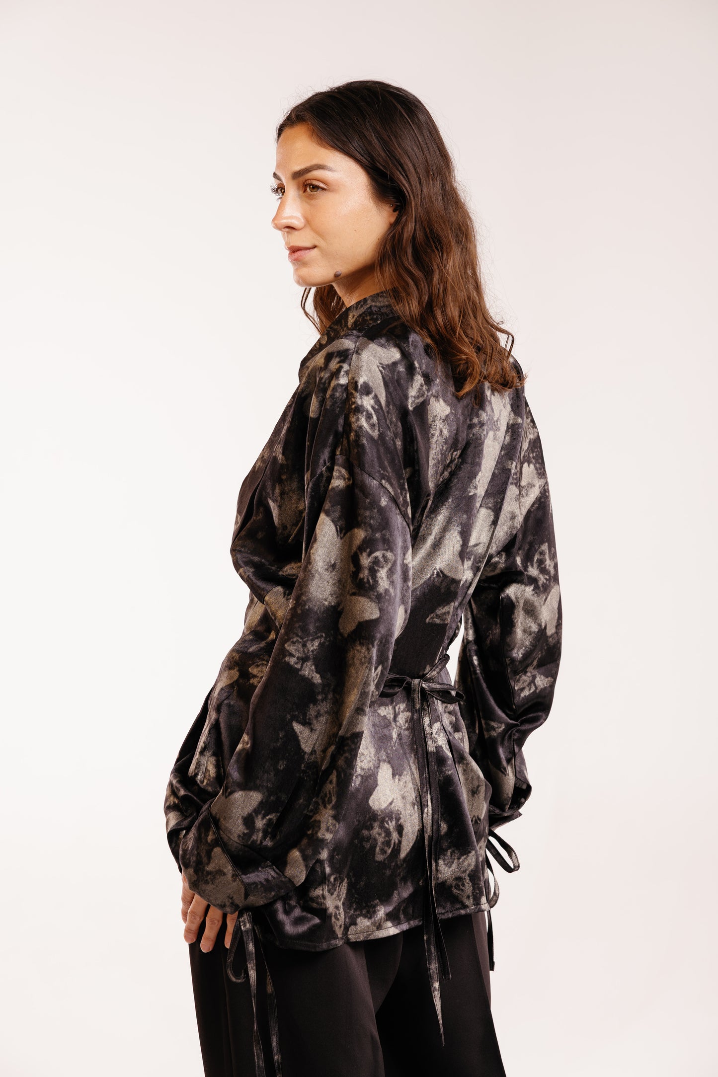 The Glaze Satin Blouse in Black