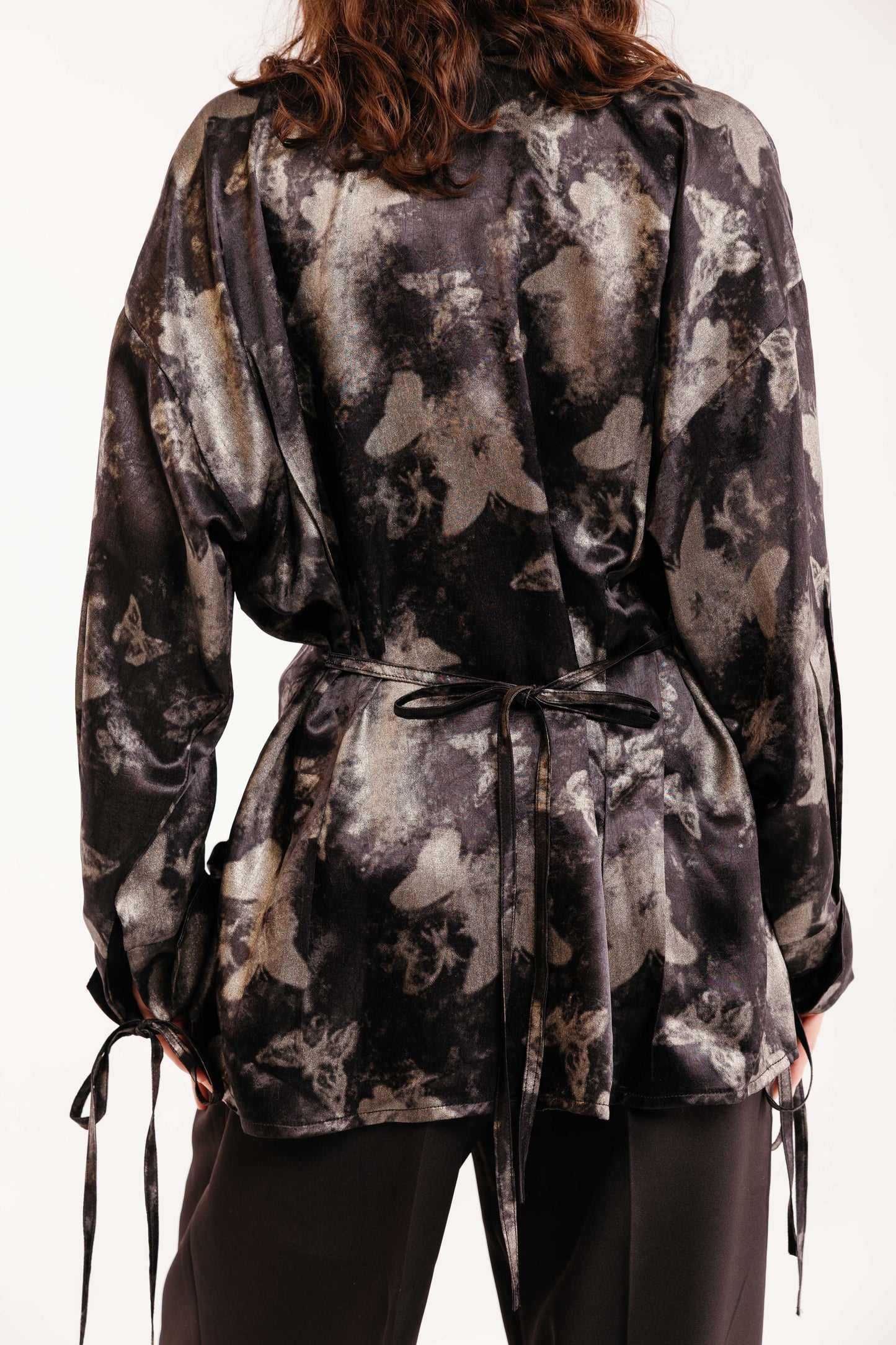 The Glaze Satin Blouse in Black