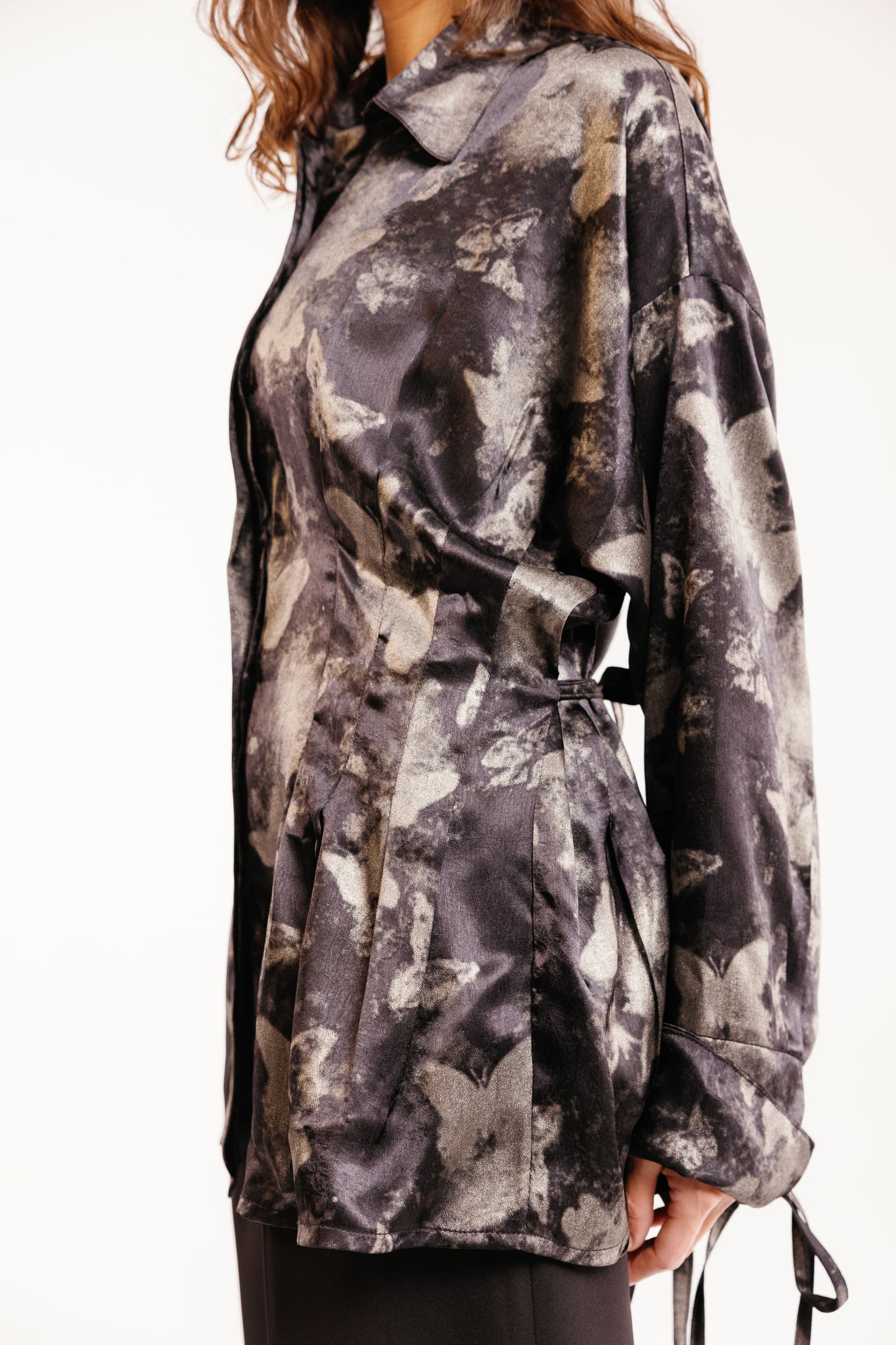 The Glaze Satin Blouse in Black