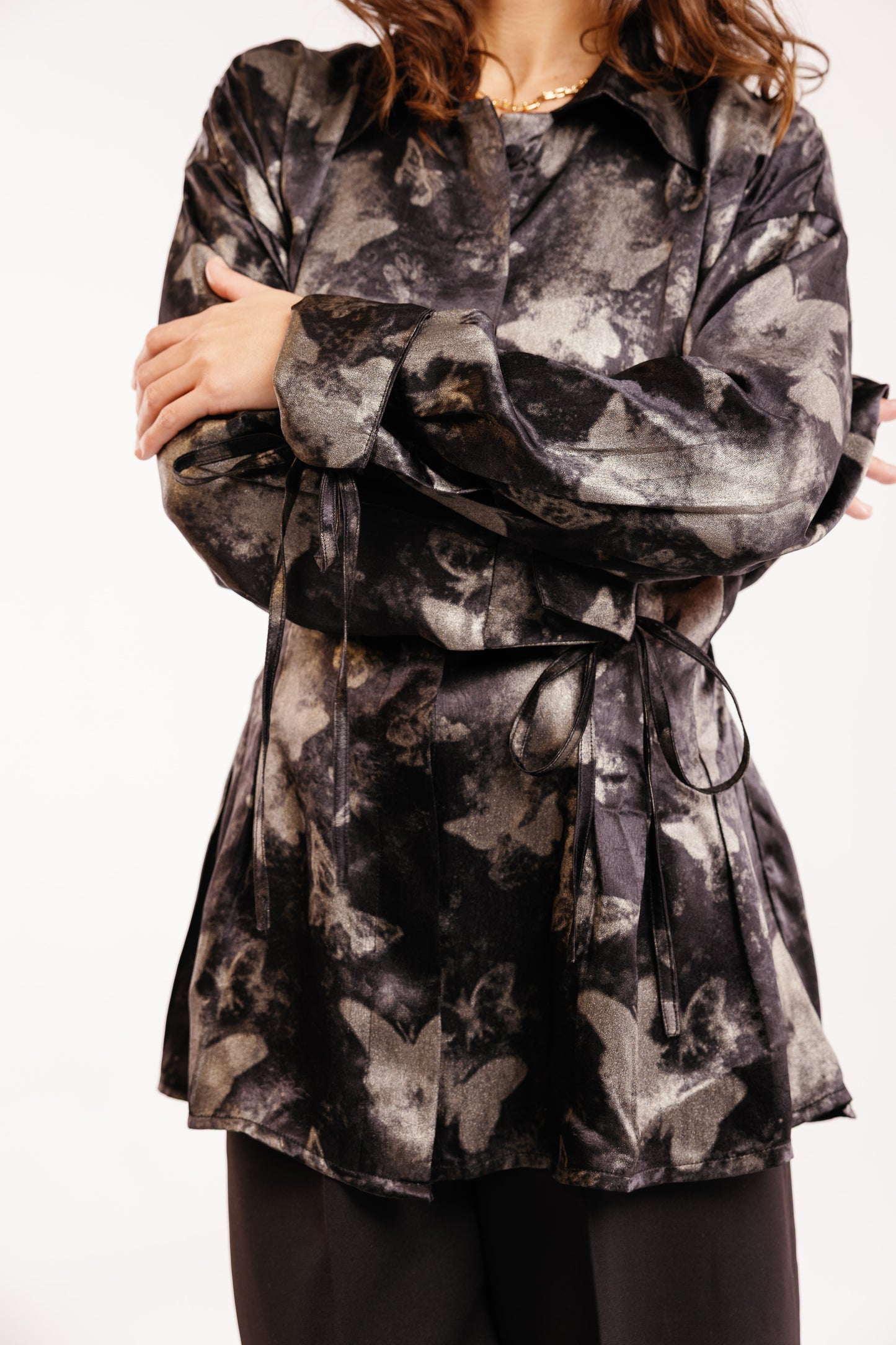The Glaze Satin Blouse in Black