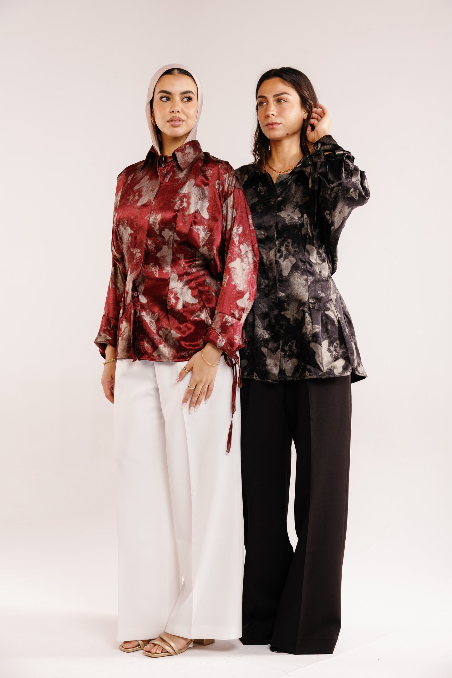 The Glaze Satin Blouse in Black