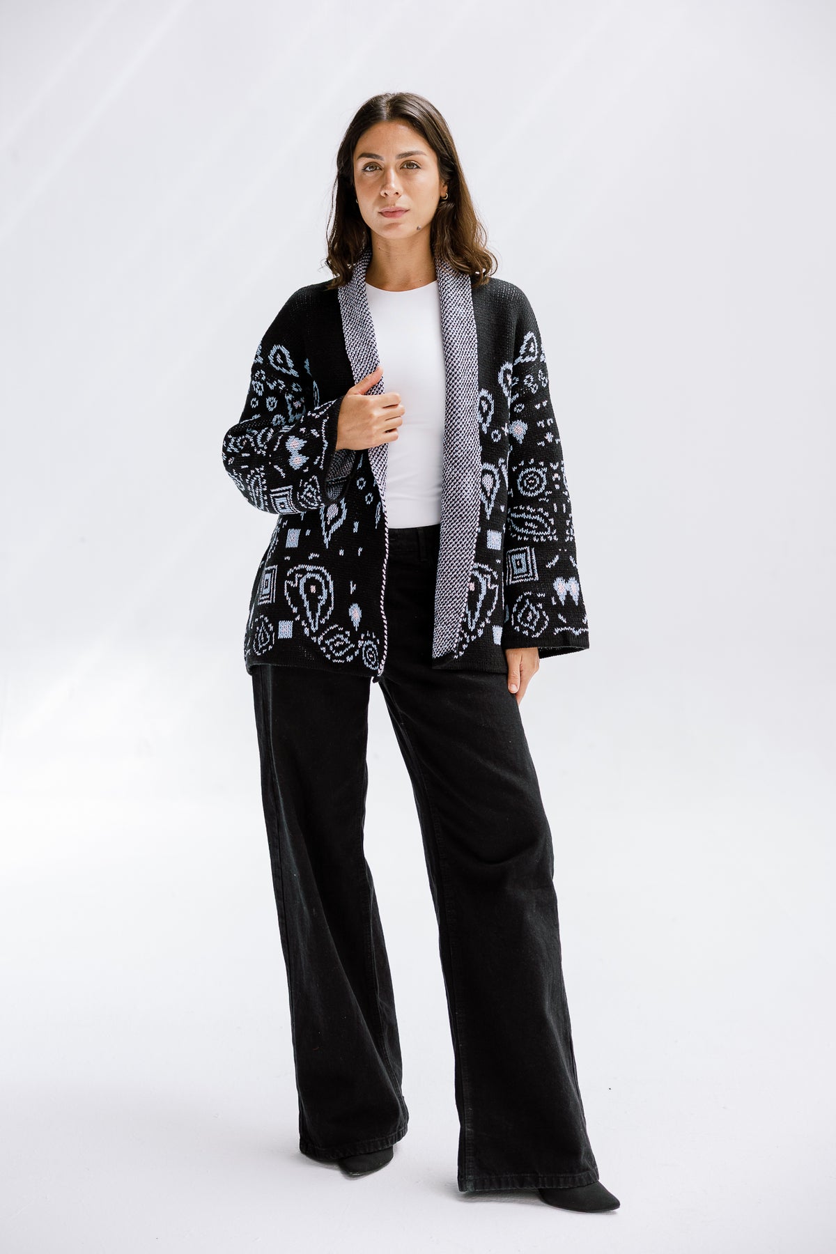 Rustle Knit Cardigan in Black