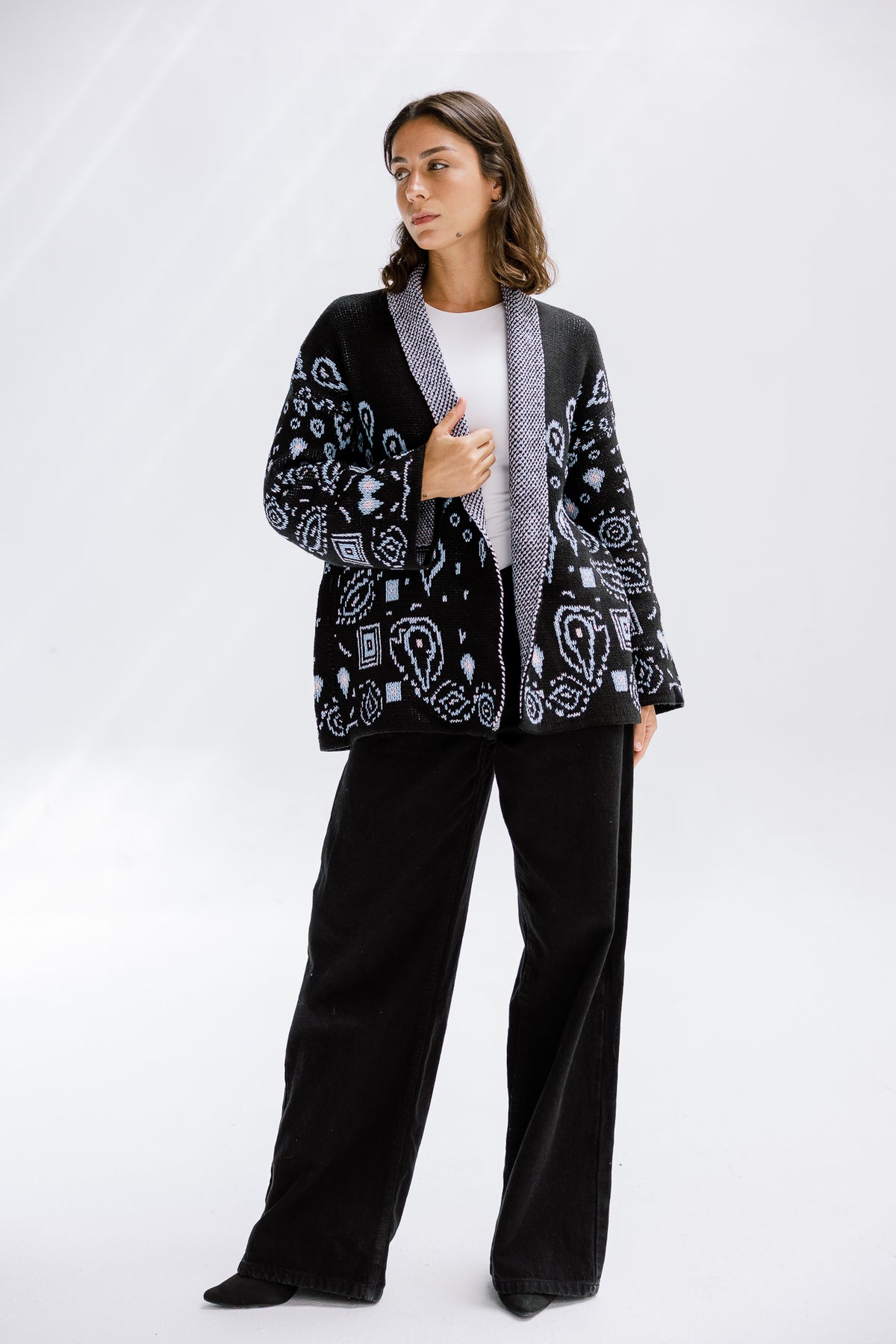 Rustle Knit Cardigan in Black