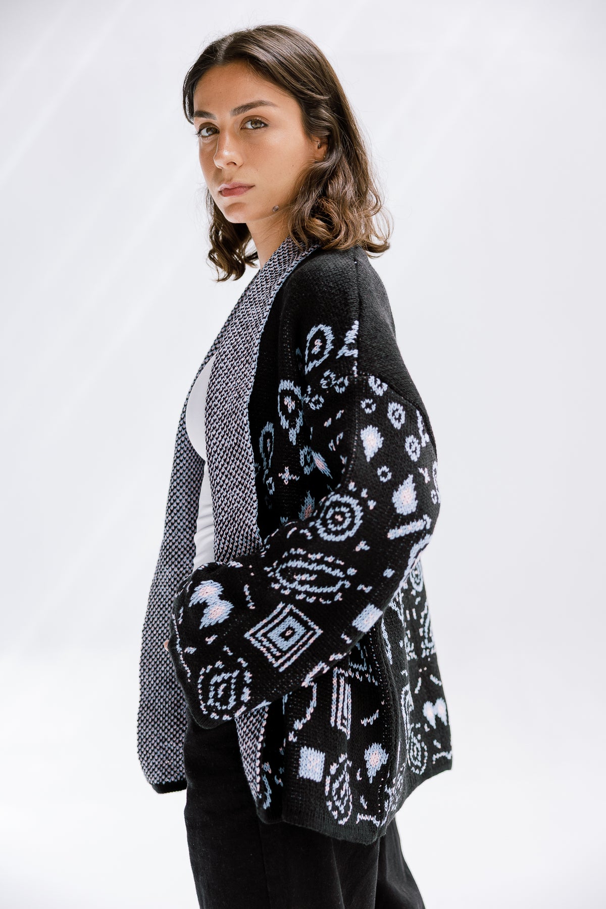 Rustle Knit Cardigan in Black
