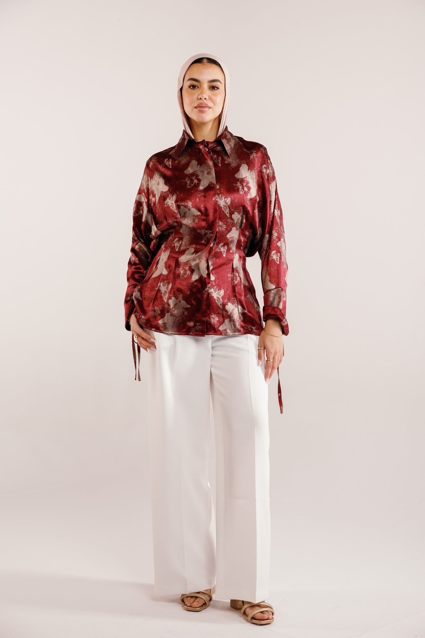 The Glaze Satin Blouse in Rosewood