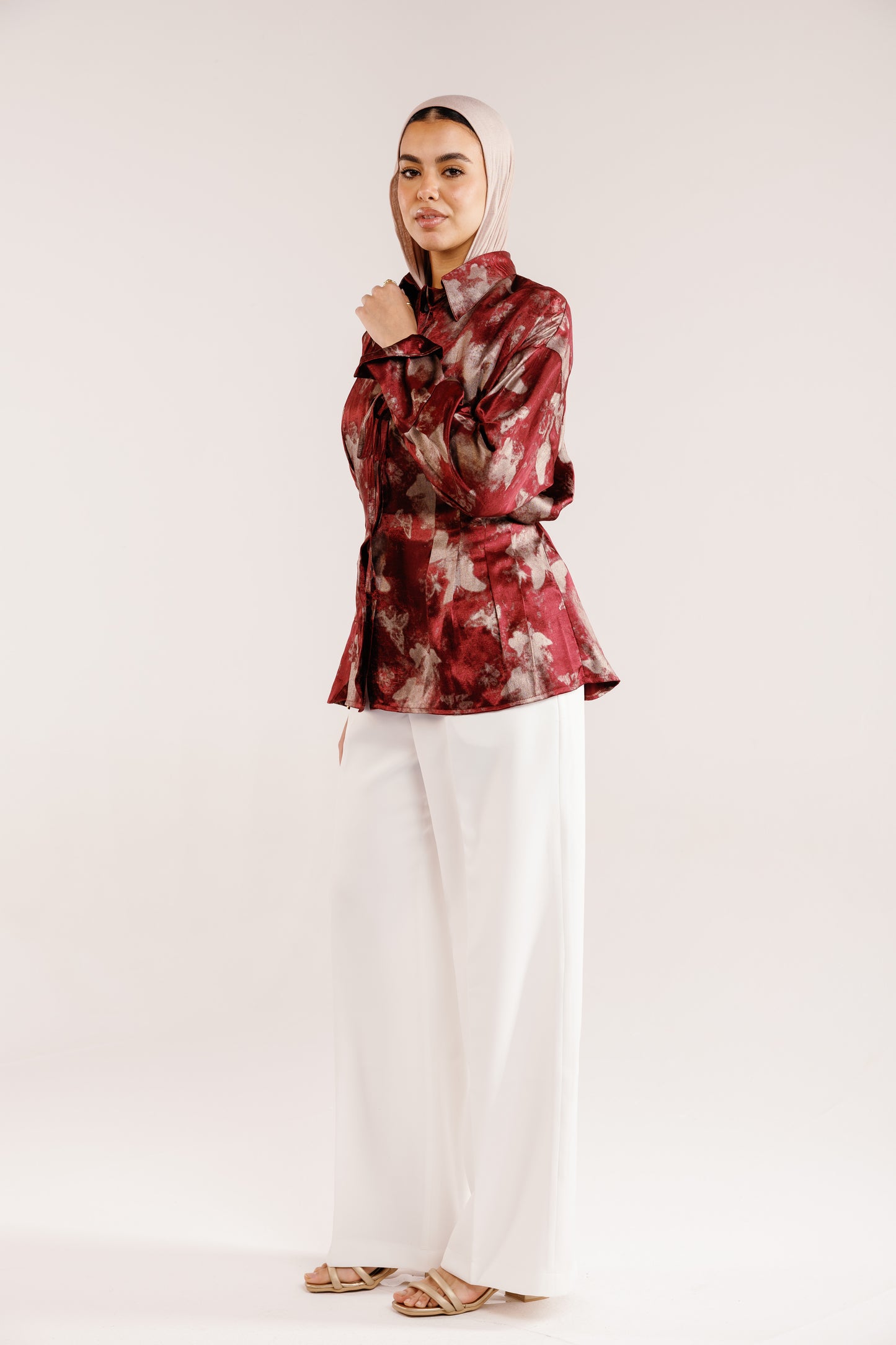 The Glaze Satin Blouse in Rosewood