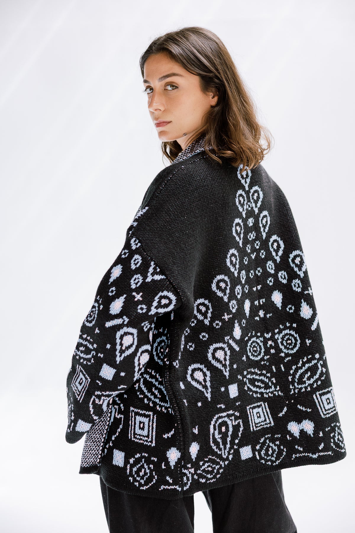 Rustle Knit Cardigan in Black