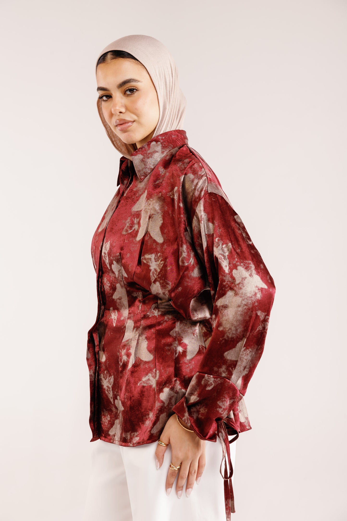The Glaze Satin Blouse in Rosewood
