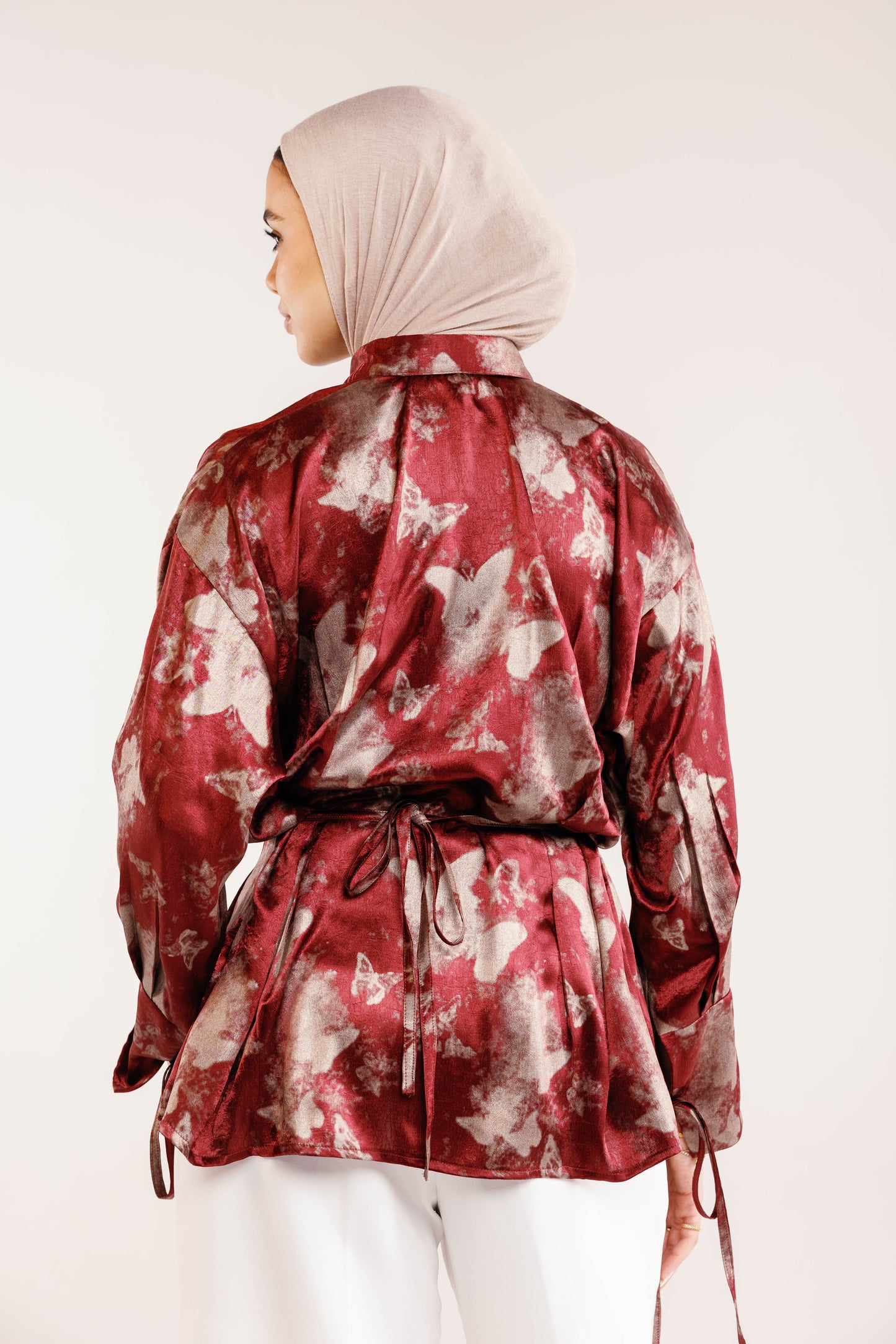 The Glaze Satin Blouse in Rosewood