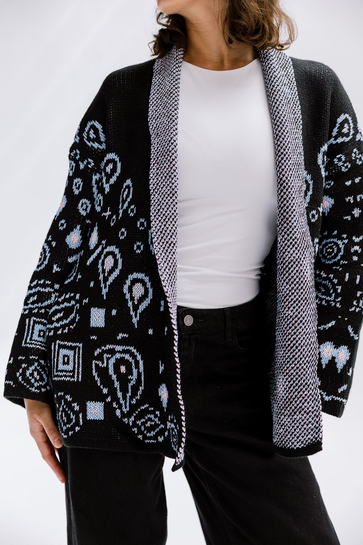 Rustle Knit Cardigan in Black