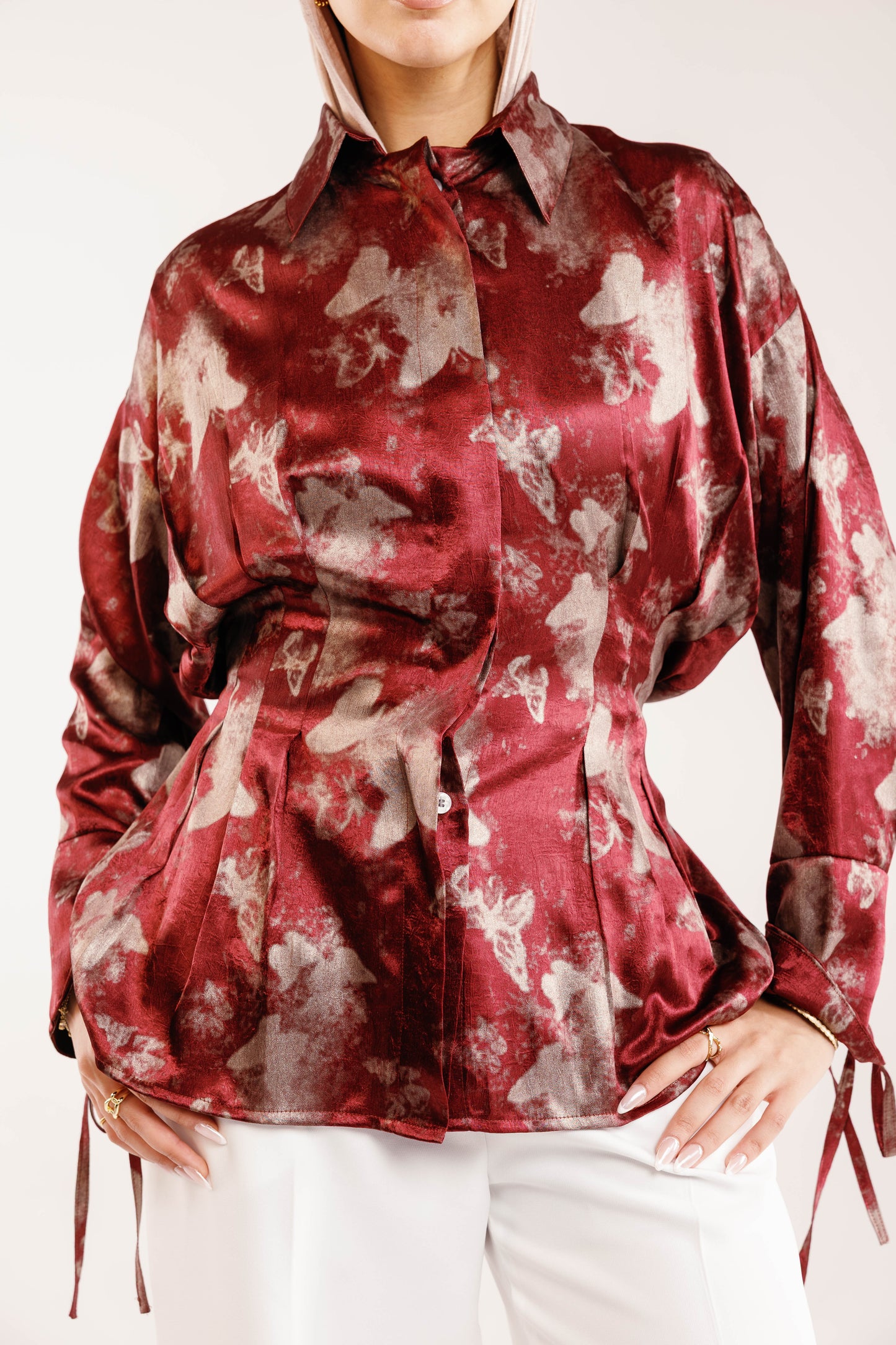 The Glaze Satin Blouse in Rosewood