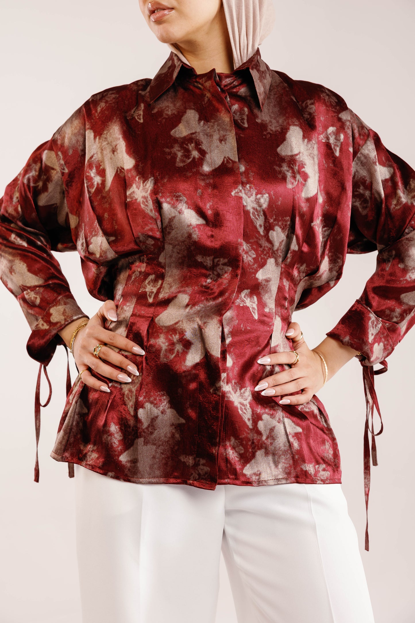 The Glaze Satin Blouse in Rosewood