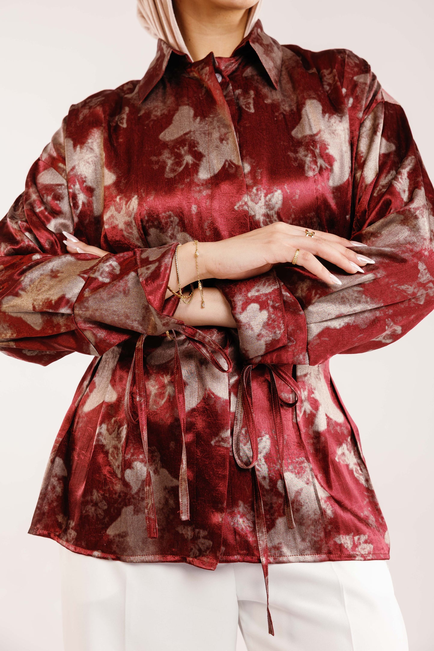 The Glaze Satin Blouse in Rosewood