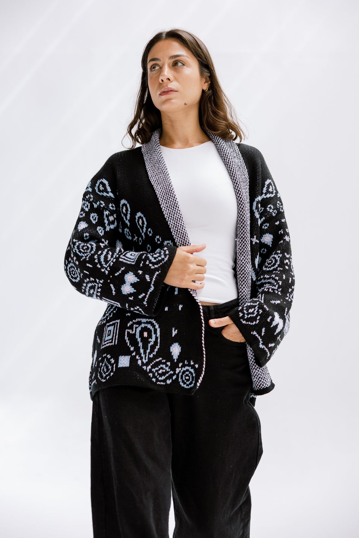 Rustle Knit Cardigan in Black