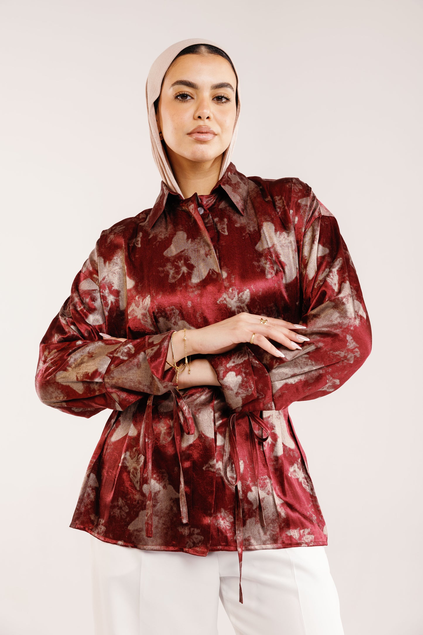 The Glaze Satin Blouse in Rosewood