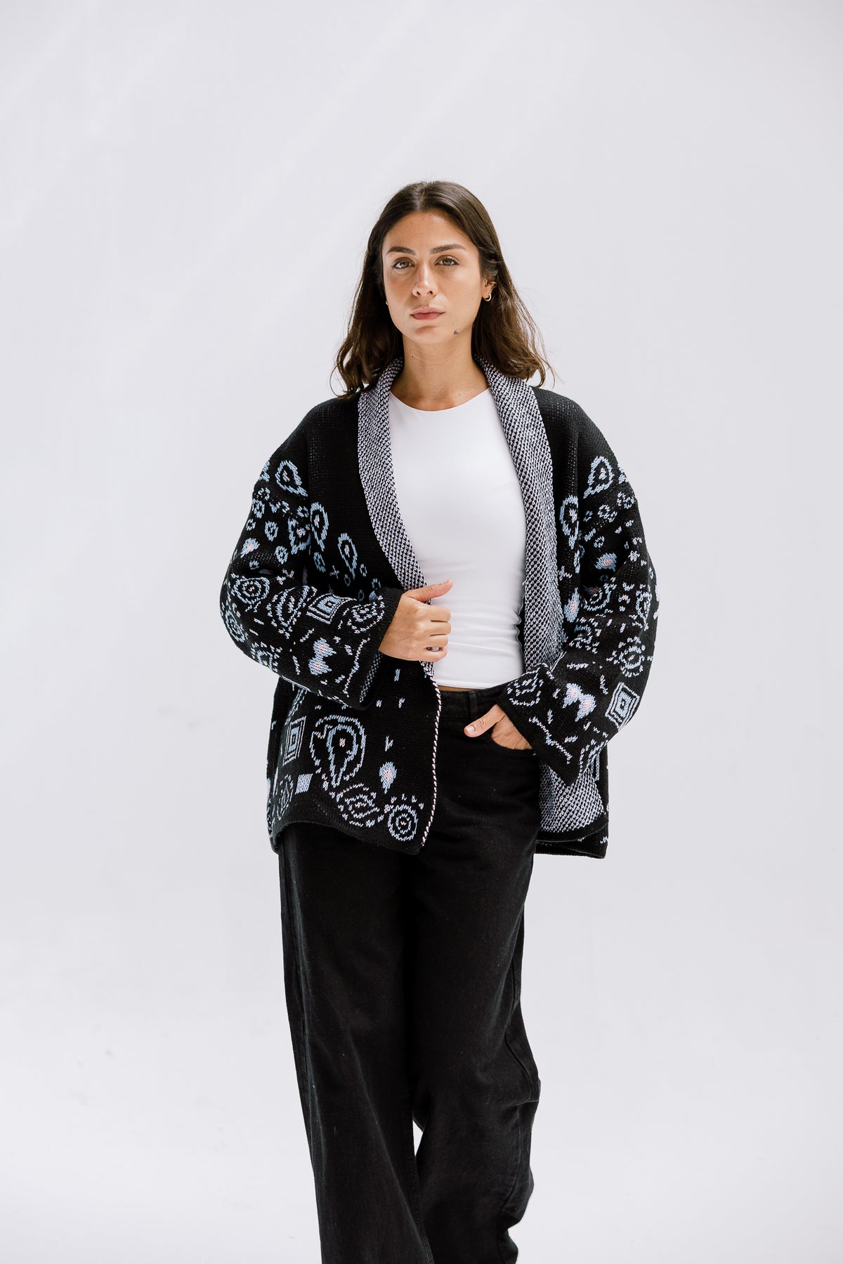 Rustle Knit Cardigan in Black