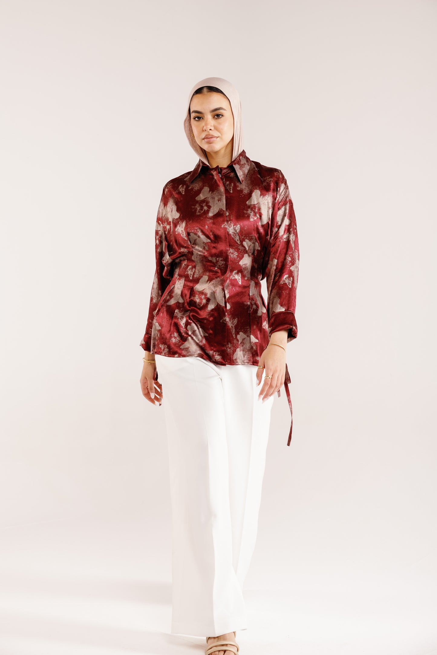 The Glaze Satin Blouse in Rosewood