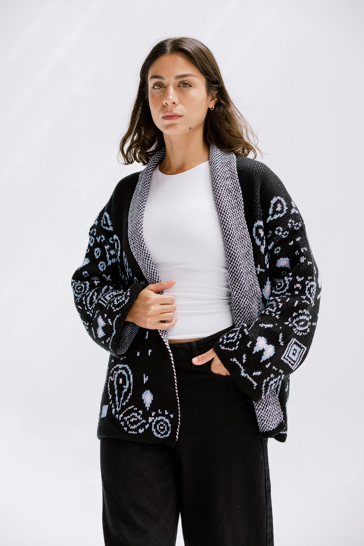 Rustle Knit Cardigan in Black