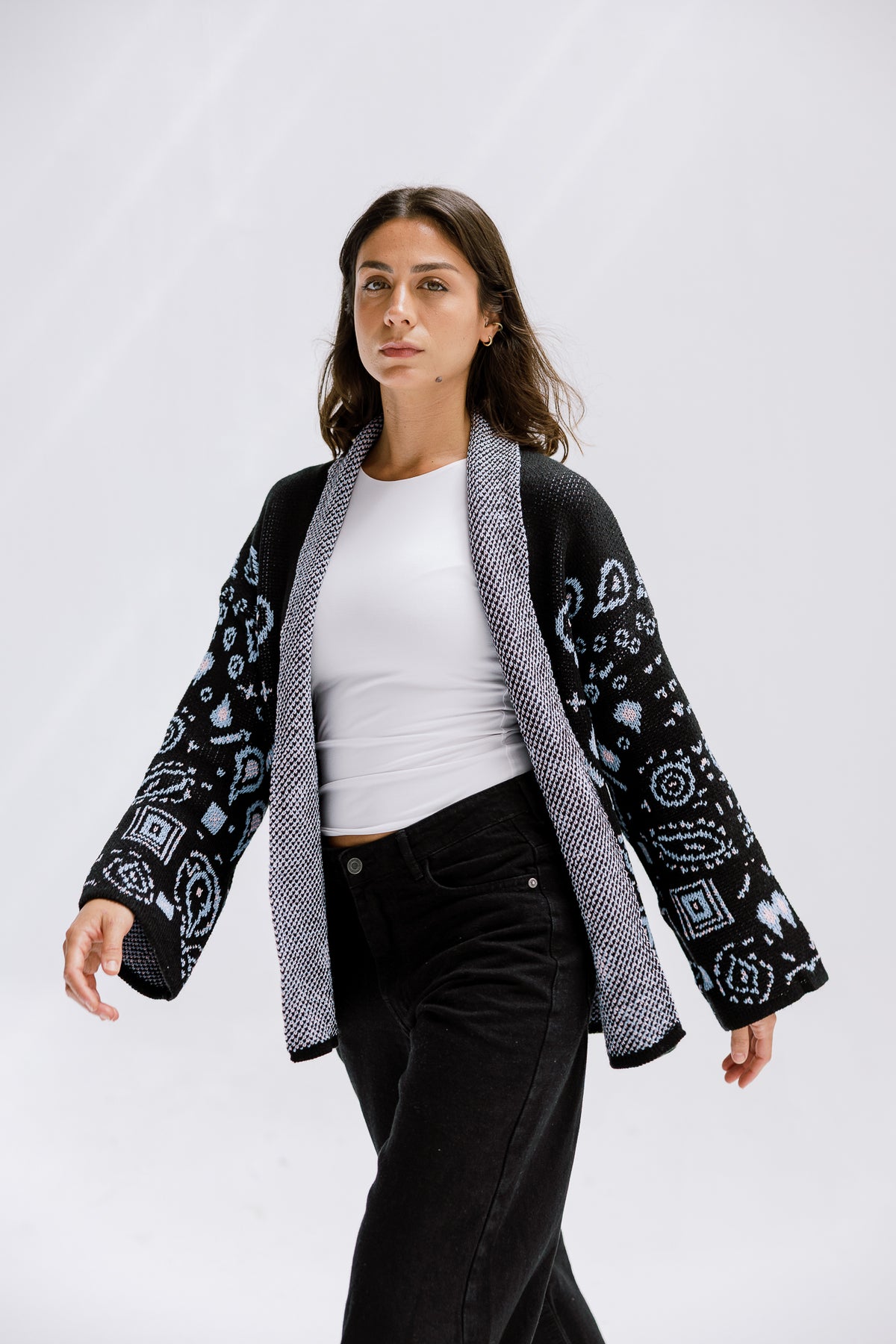 Rustle Knit Cardigan in Black