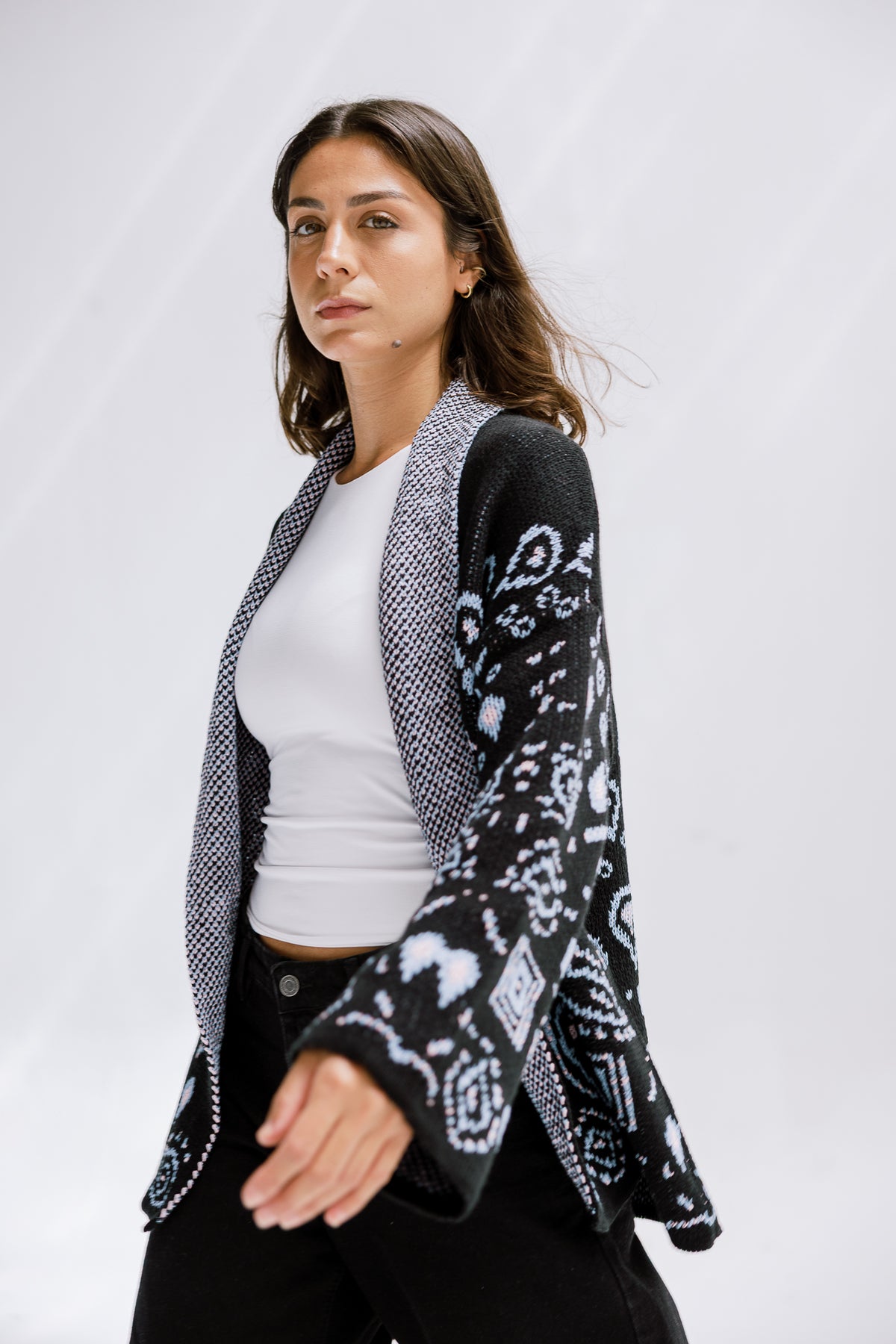 Rustle Knit Cardigan in Black