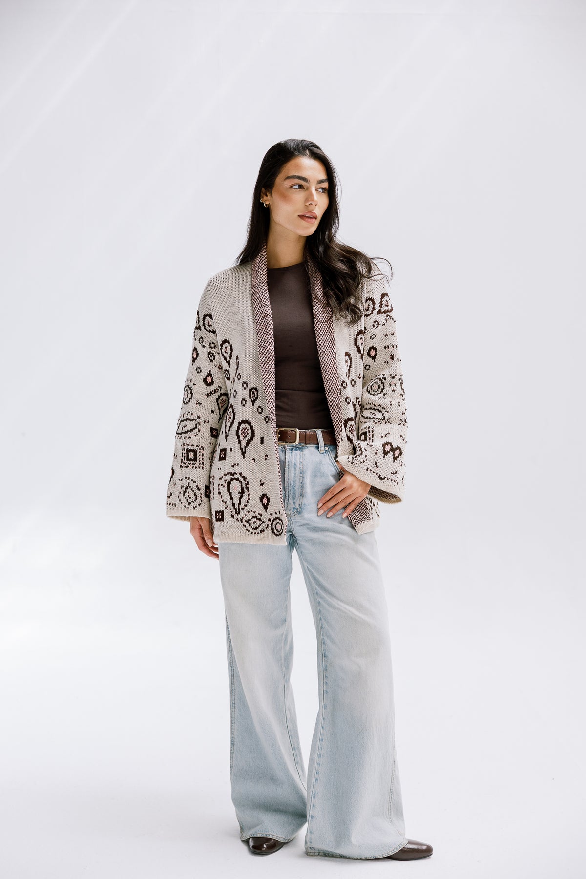 Rustle Knit Cardigan in Sand