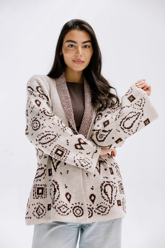 Rustle Knit Cardigan in Sand