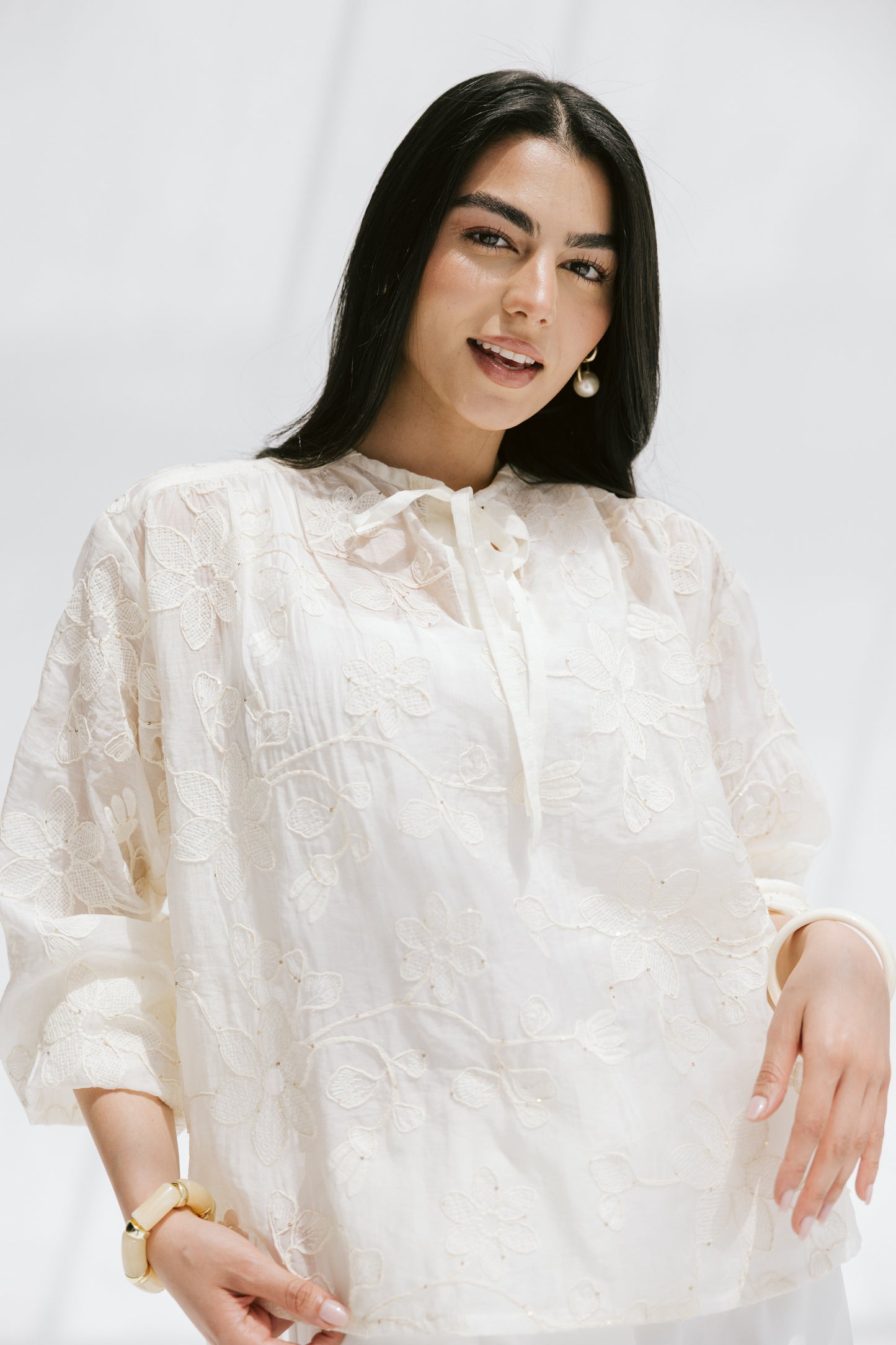 Fleurine Blouse in Ivory