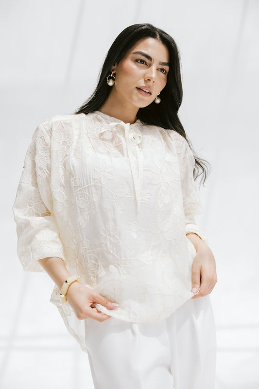 Fleurine Blouse in Ivory