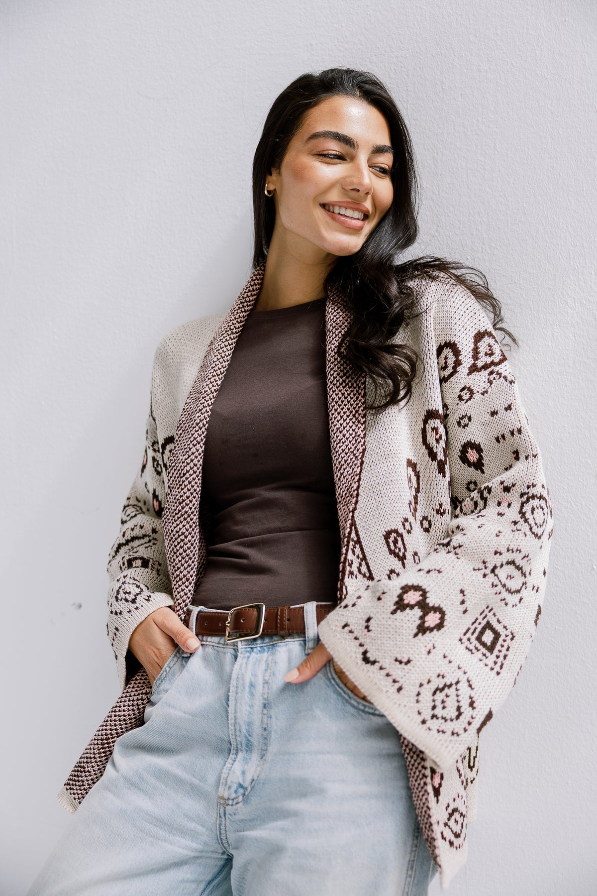 Rustle Knit Cardigan in Sand