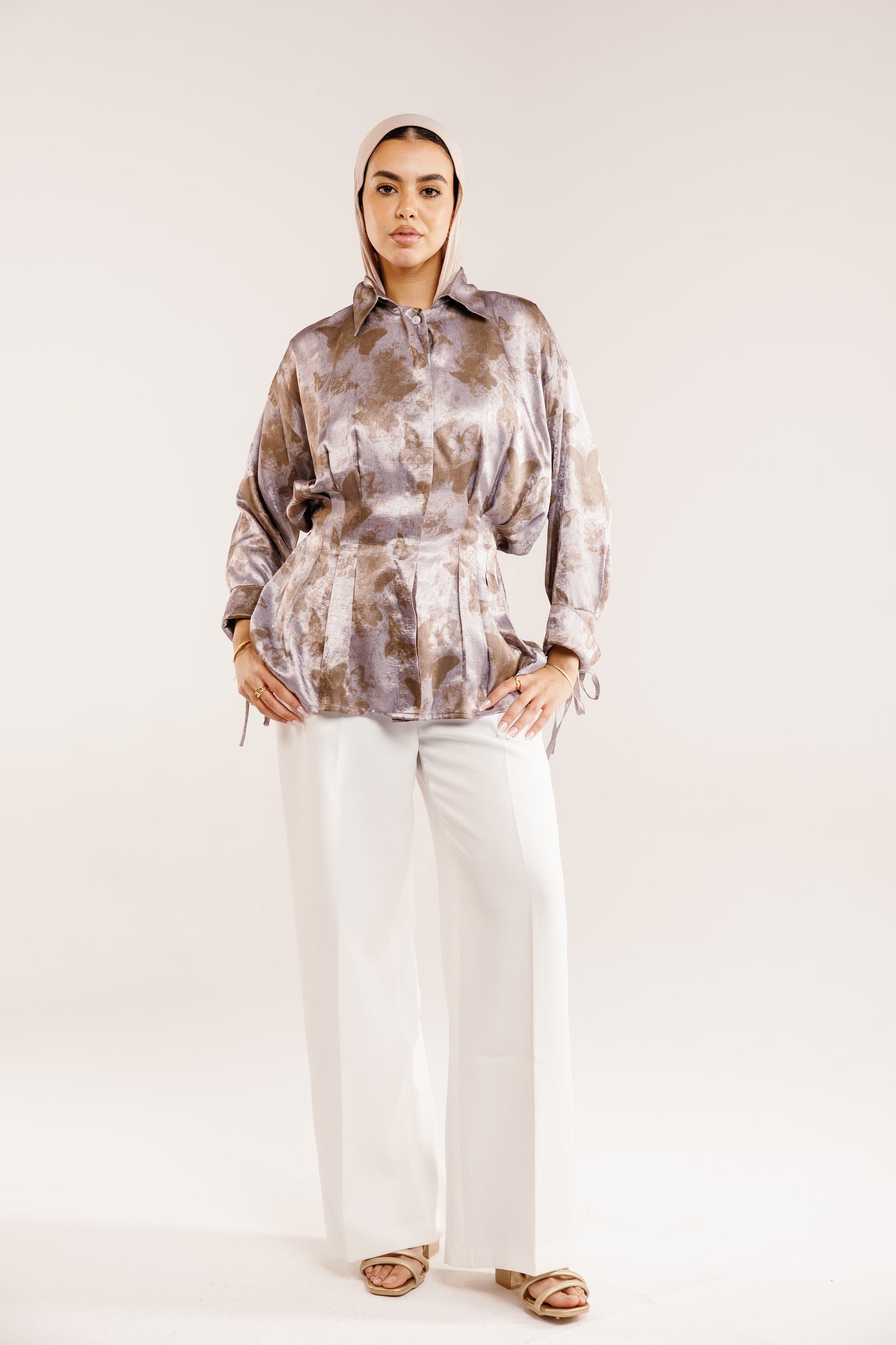 The Glaze Satin Blouse in Silver