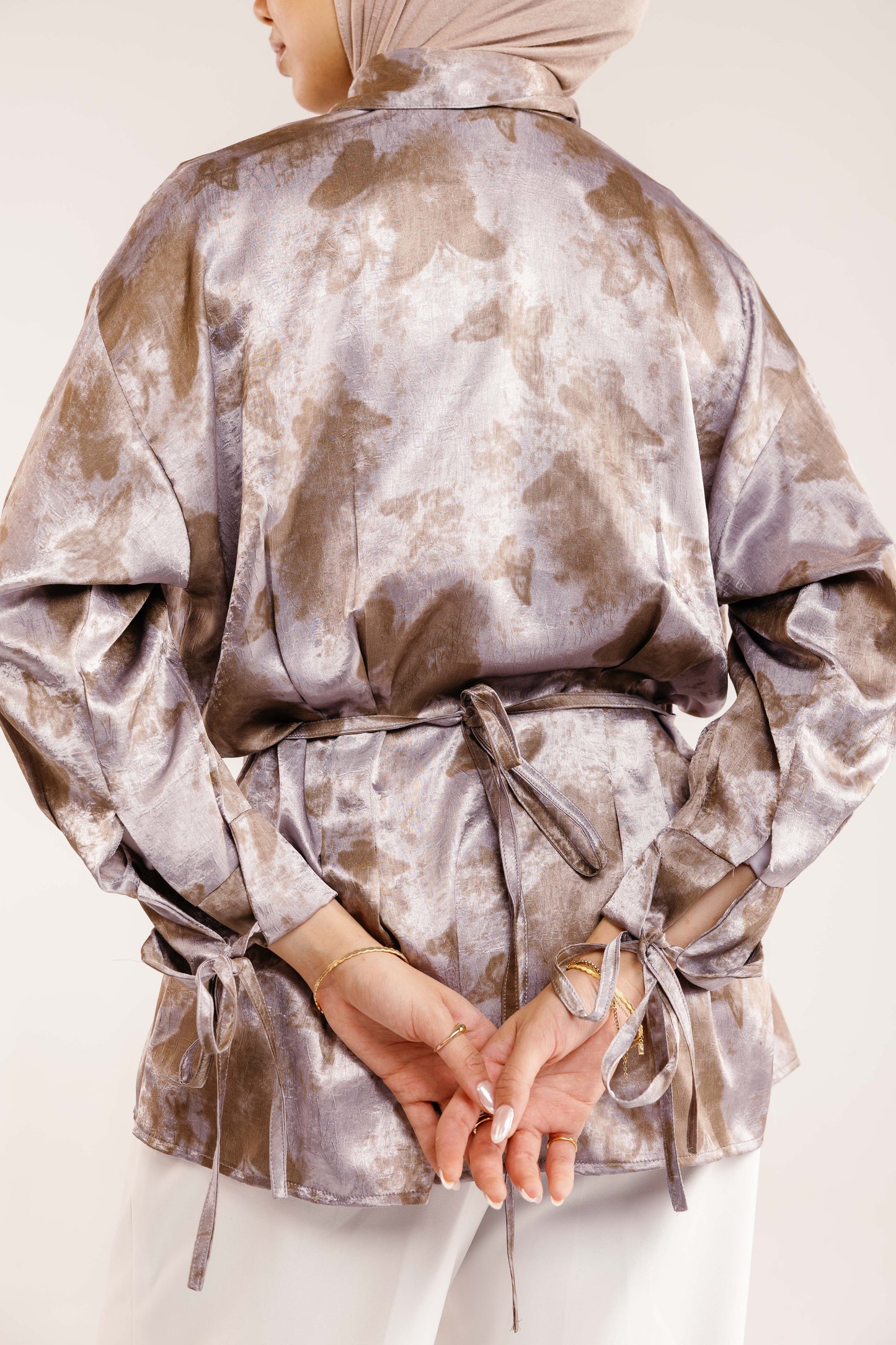 The Glaze Satin Blouse in Silver
