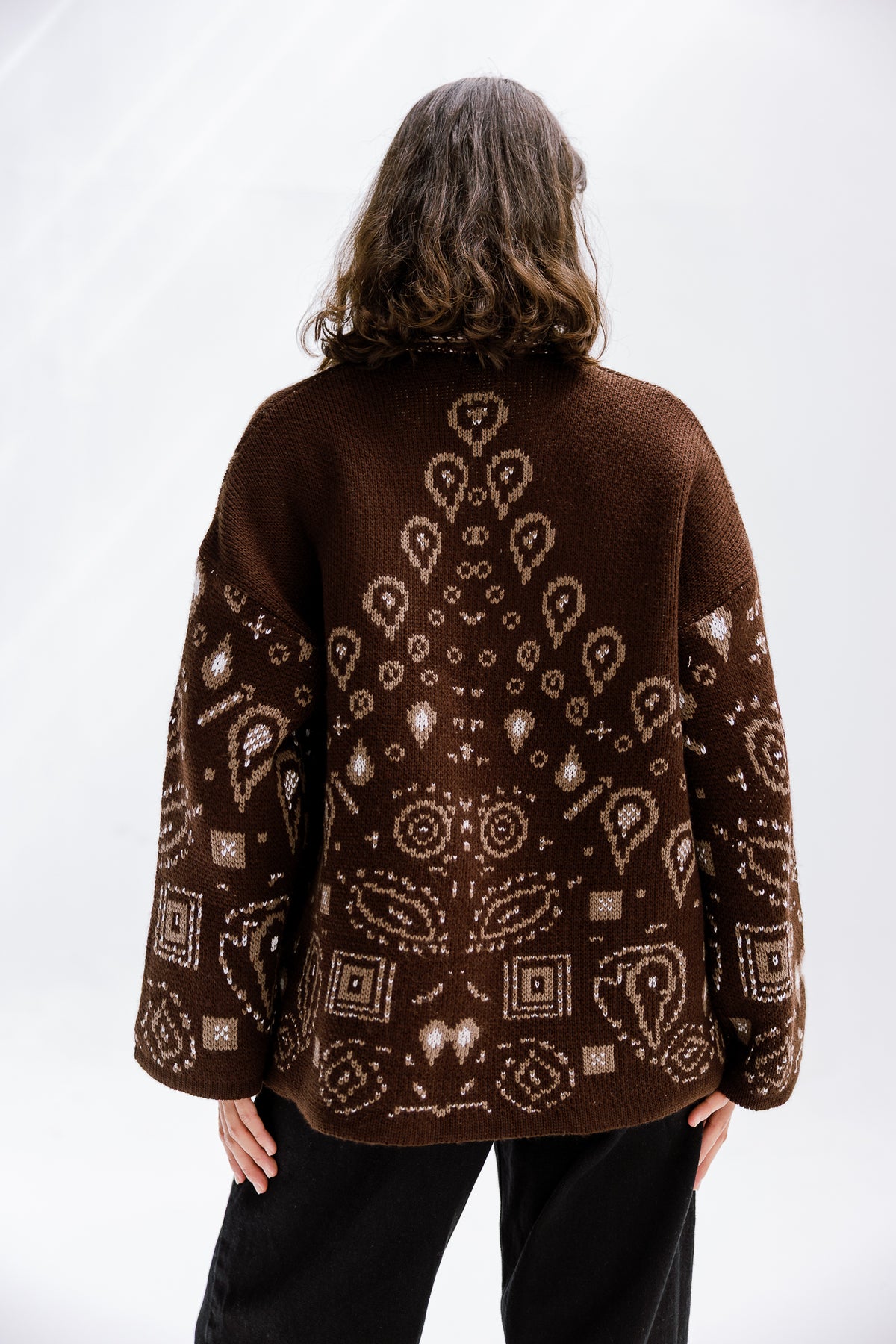 Rustle Knit Cardigan in Brown