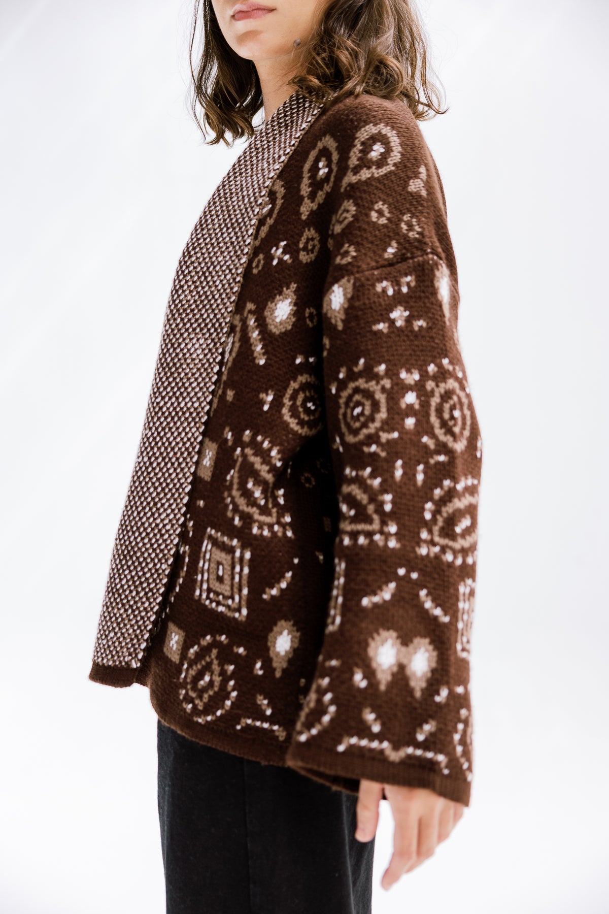 Rustle Knit Cardigan in Brown